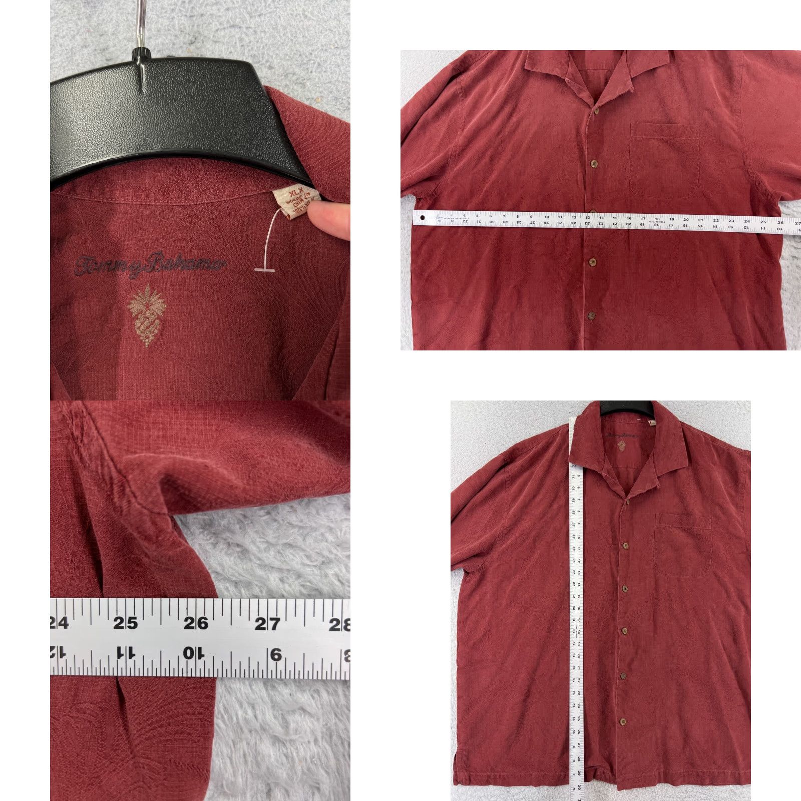 Tommy Bahama Tommy Bahama Shirt Men XL Red Silk Button-Up Hawaiian Vacation Beach Aloha Resort 100% Silk Button Up XLX Relaxed Short Sleeve Men’s Size US XL / EU 56 / 4 - 8 Thumbnail
