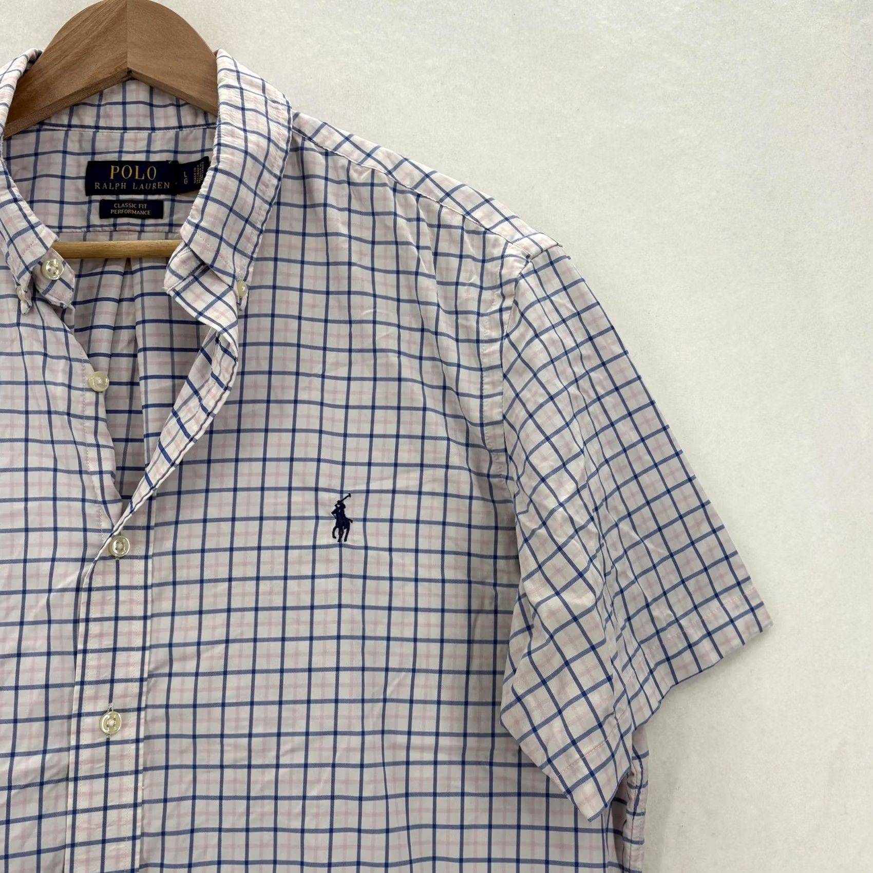 Polo Ralph Lauren Polo Ralph Lauren Shirt Mens Large White Check Short Sleeve Performance Stretch Button-Up Classic Fit Size US L / EU 52-54 / 3 - 2 Thumbnail