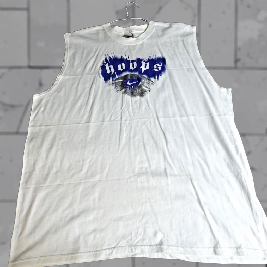 Nike VINTAGE Nike Shirt T-Shirt 2XL Men White Center Swoosh Hoops Double Sided Read New Size US XXL / EU 58 / 5 - 1 Thumbnail