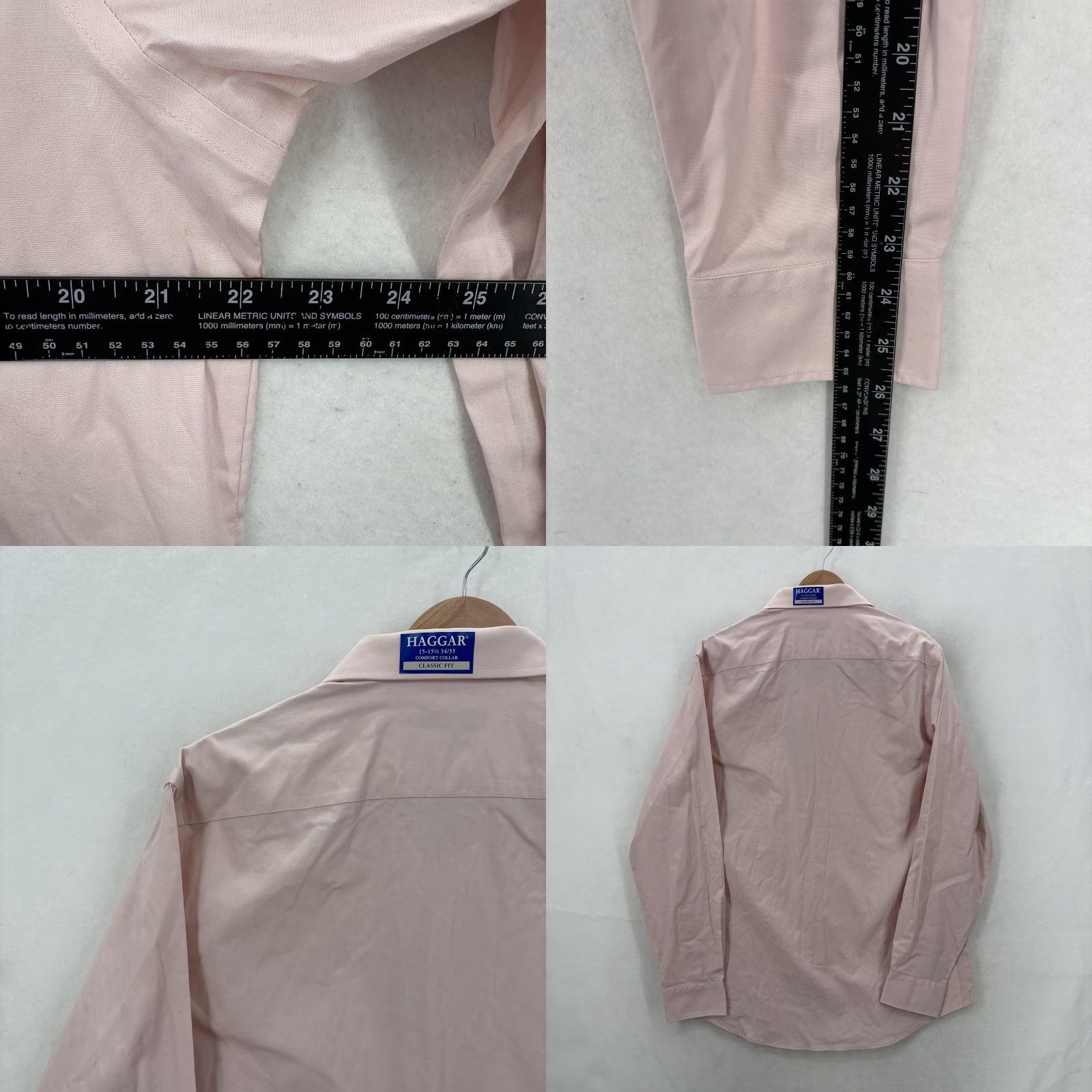 Haggar Haggar Mens Dress Shirt 15.5 34/35 Pink Classic Fit Stretch Wrinkle Resistant Cotton Spandex Long Sleeve Barrel Cuff Business Size US L / EU 52-54 / 3 - 9 Thumbnail
