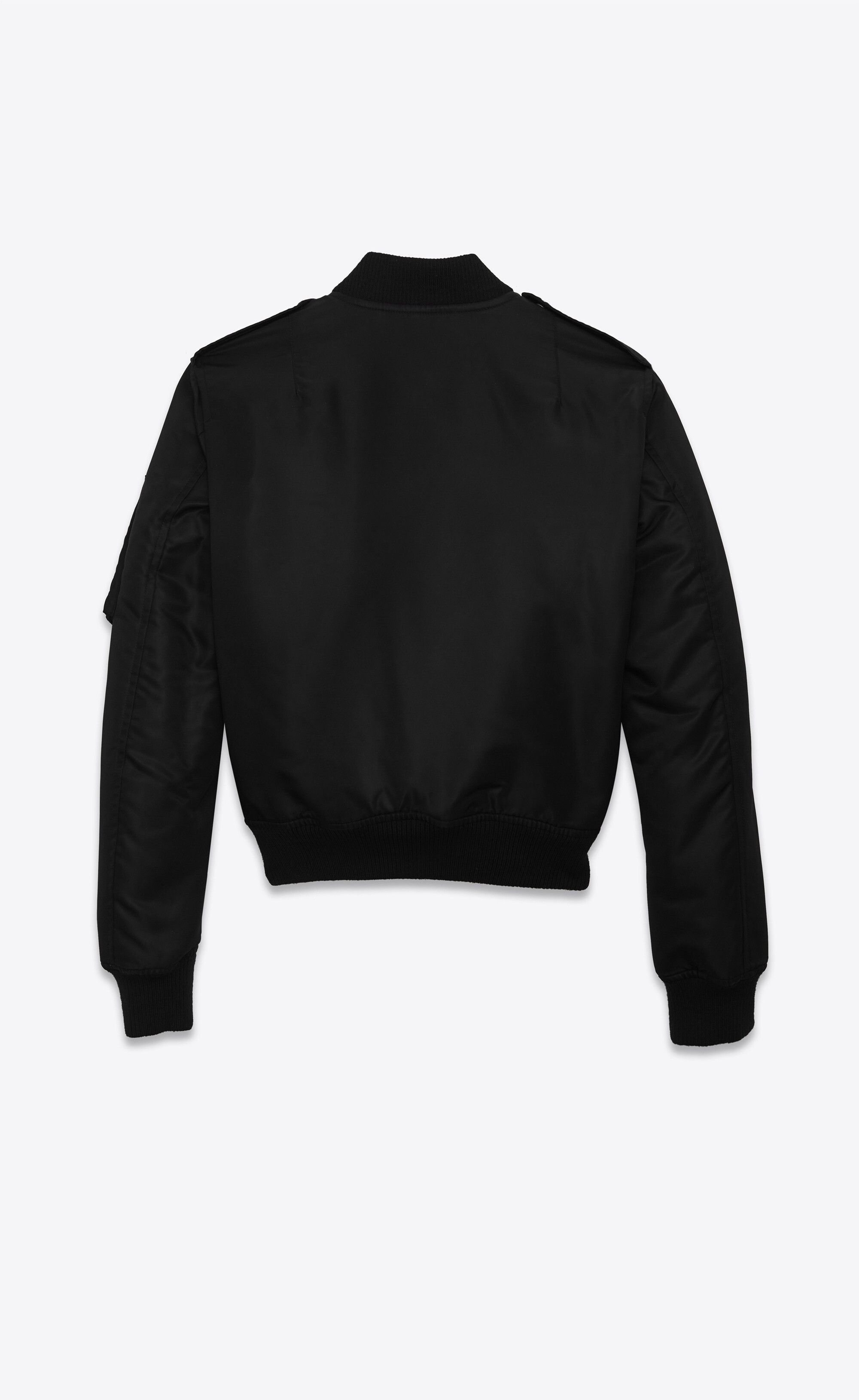Saint Laurent Paris o1bcso1str1224 Bomber Jacket In Nylon in Black Size XS / US 0-2 / IT 36-38 - 2 Thumbnail
