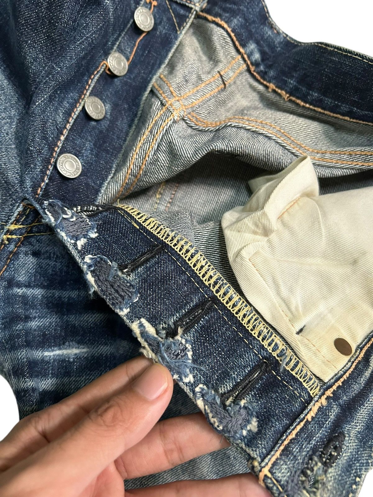 Japanese Brand × Kapital × Vintage eight-G Selvedge Distressed Japanese Denim Jeans Size US 29 - 7 Thumbnail