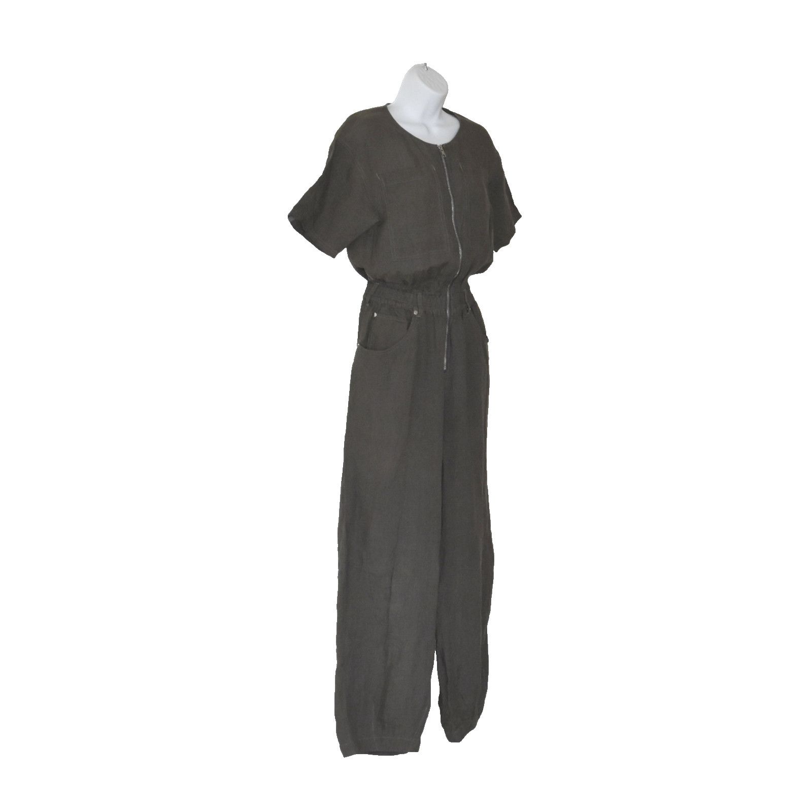 L.F. Markey NWoT L F MARKEY Olive Linen Chest Pockets Jumpsuit Size 6 Size 28" / US 6 / IT 42 - 2 Thumbnail