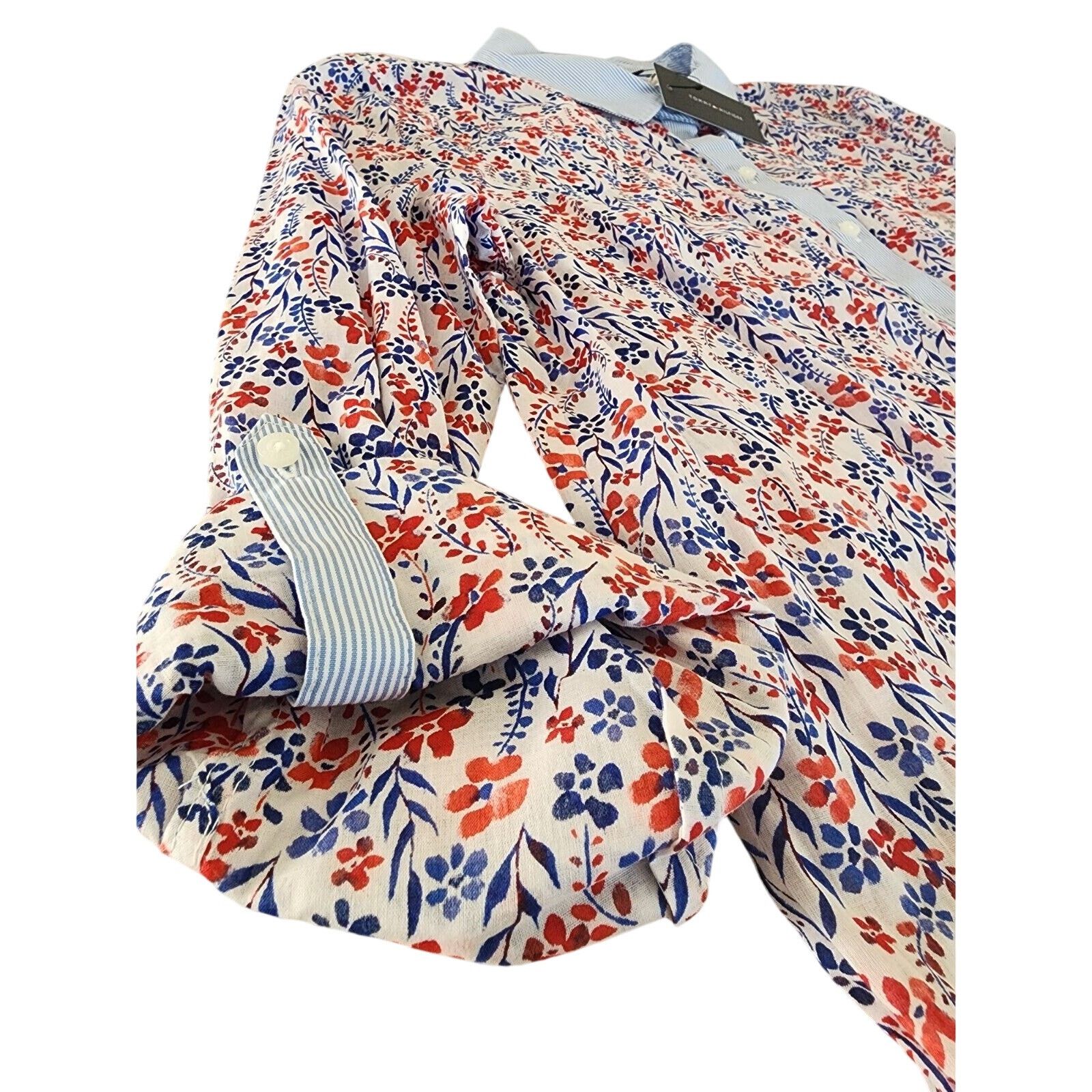 Tommy Hilfiger Tommy Hilfiger Women's Cotton Floral Roll-Tab Shirt Large Size L / US 10 / IT 46 - 3 Thumbnail