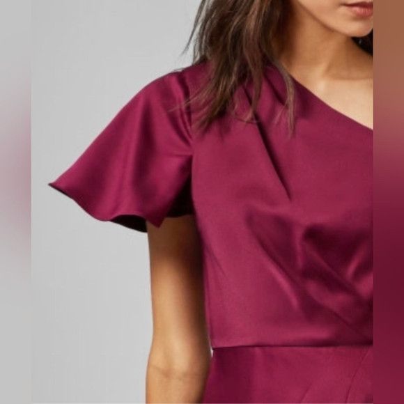 Ted Baker Ted Baker RIDAH One-Shoulder Satin Dress Oxblood Size 5 Size XL / US 12-14 / IT 48-50 - 13 Thumbnail