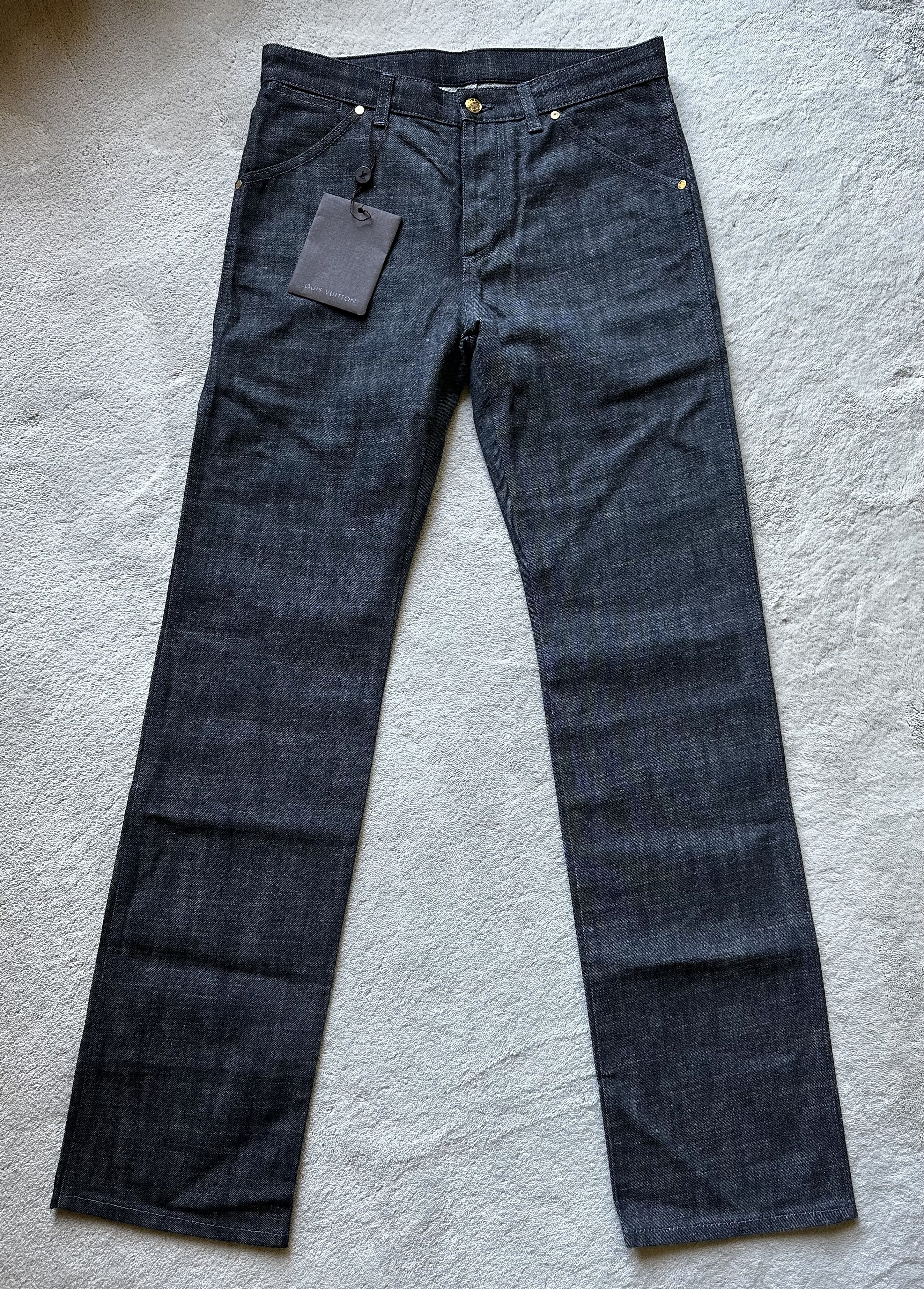 Louis Vuitton LOUIS VUITTON Dk Grey RAW COTTON DENIM Slim JEANS Sz 40 FR Size US 31 - 1 Thumbnail