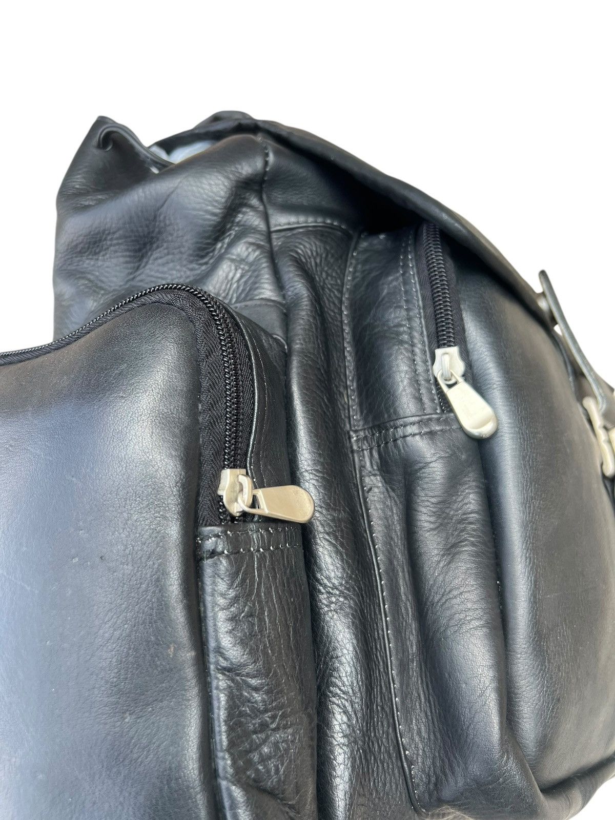 Leather Vintage PIEL Hand Made All Leather Black Backpack Bag Size ONE SIZE - 15 Thumbnail