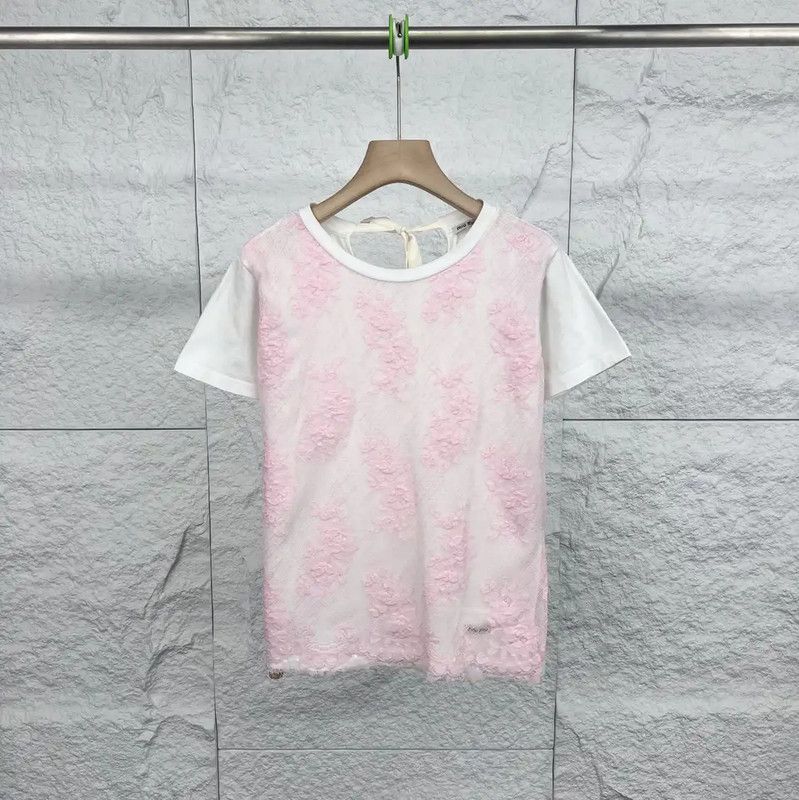 Miu Miu Miu Miu Pink Cotton T-Shirt for Women 0089 Size XS / US 0-2 / IT 36-38 - 1 Thumbnail