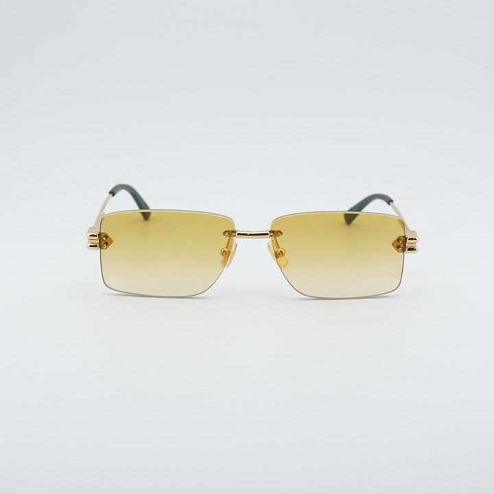 Bottega Veneta Bottega Veneta BV1126S 006 Sunglasses Gold Rectangle Frame Size ONE SIZE - 3 Thumbnail