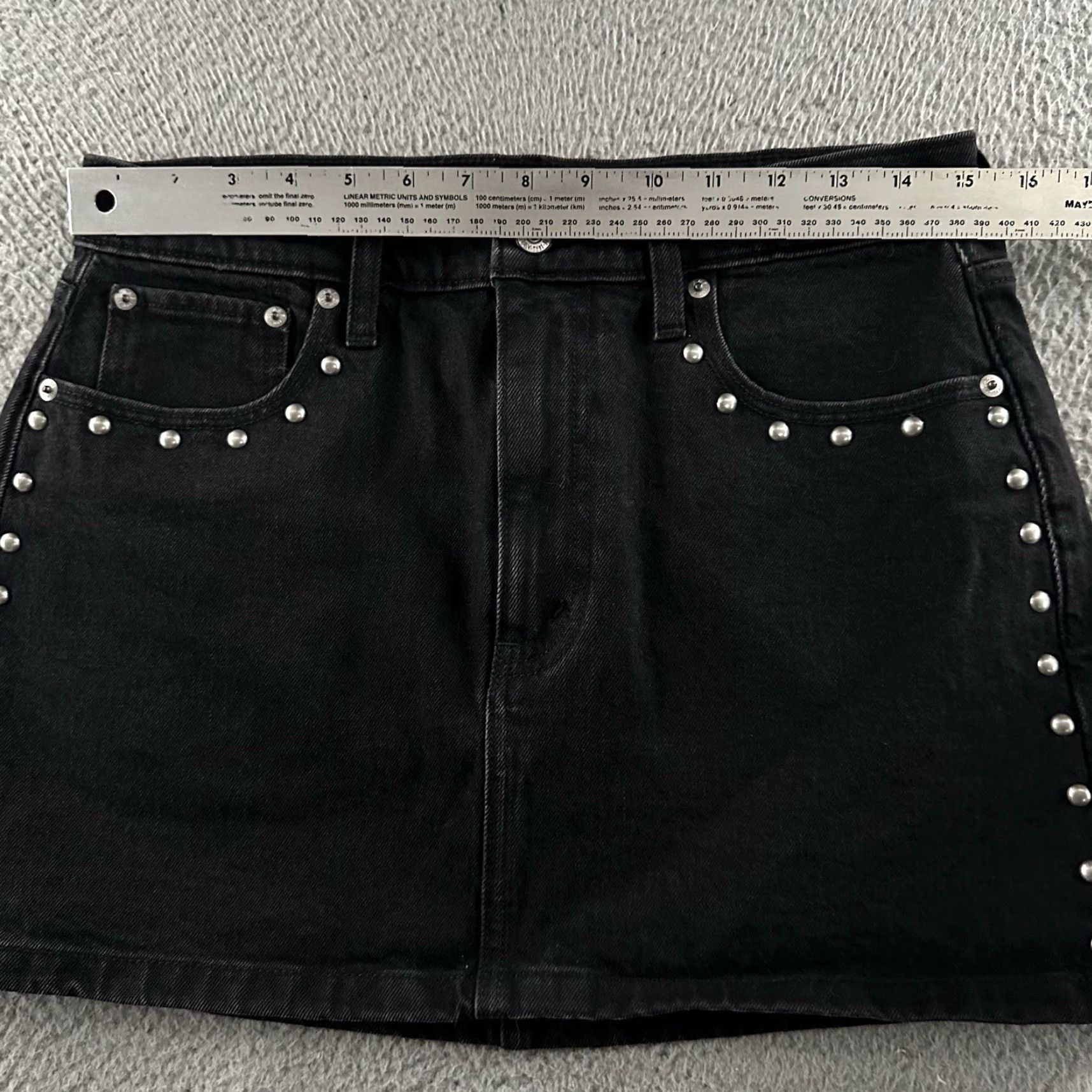 Abercrombie & Fitch Abercrombie & Fitch Womens Mini Skirt Black Size 29 High Rise Denim Studded (Stretch) - Regular Skirt, Short, Women's Fashion Size 29" - 5 Thumbnail