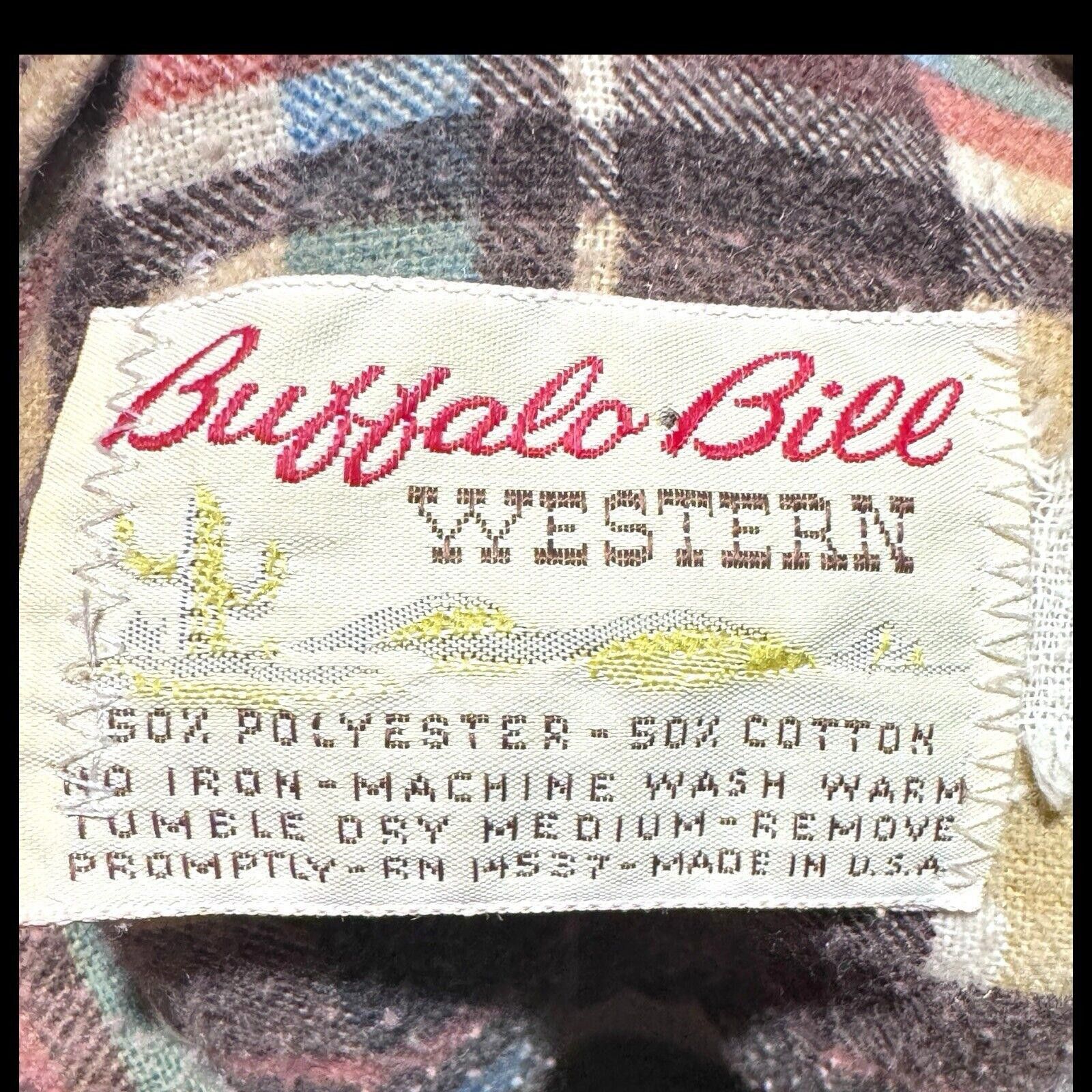 Designer Vtg Buffalo Bill Western Pearl Snap Brown Flannel Shirt M Size US M / EU 48-50 / 2 - 6 Thumbnail