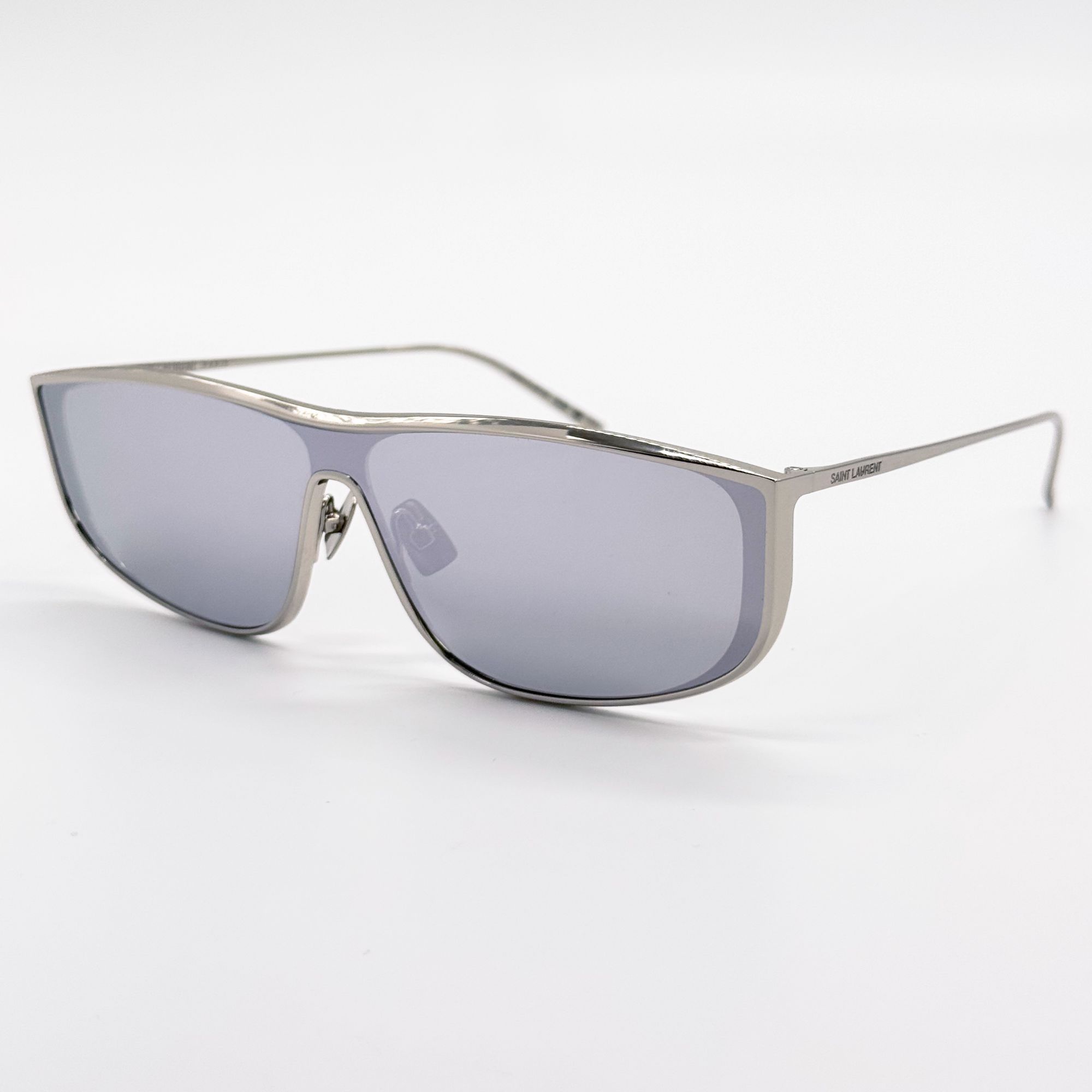 Saint Laurent Paris NEW SAINT LAURENT SL605 LUNA 003 SHIELD METAL SILVER SUNGLAS Size ONE SIZE - 3 Thumbnail