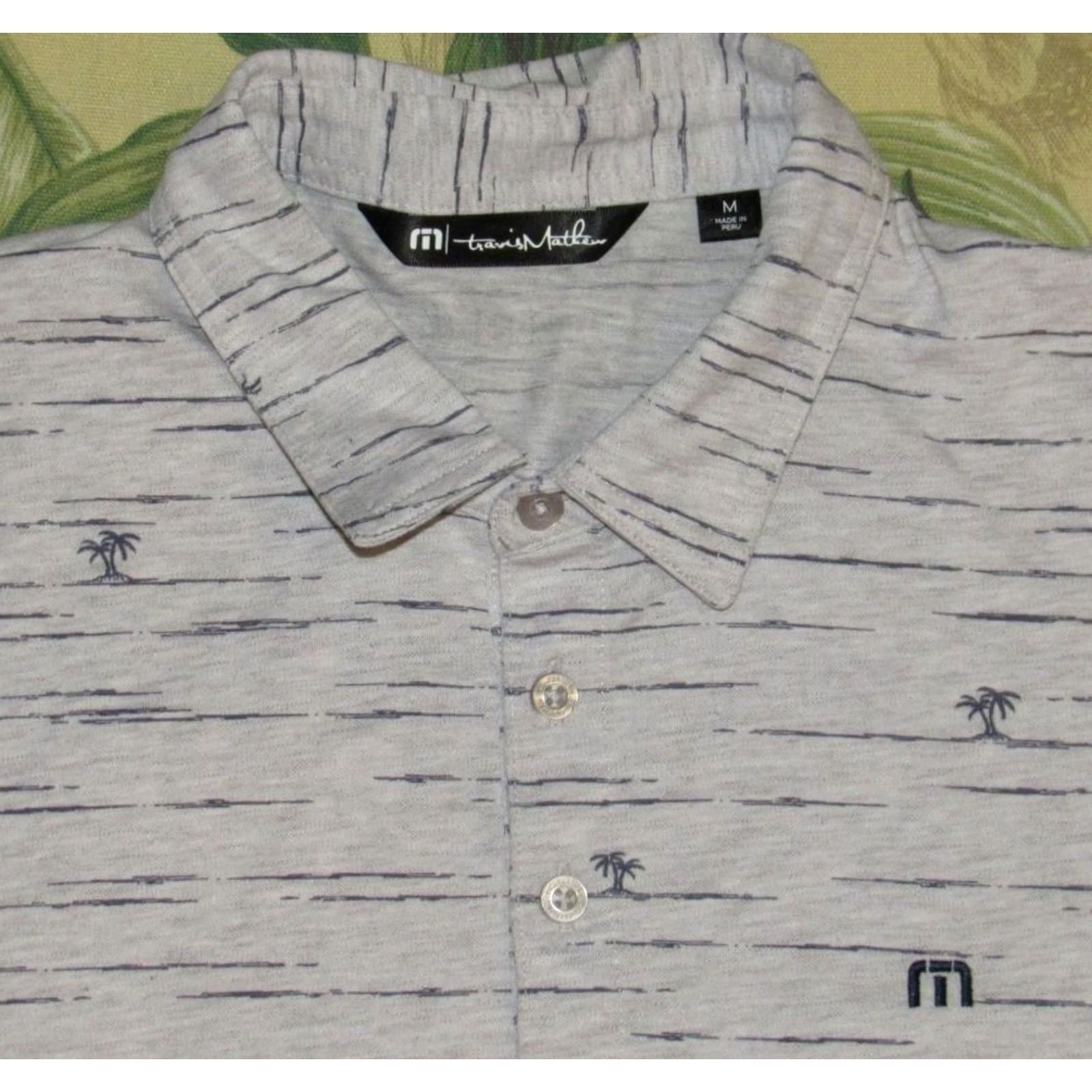TravisMathew TRAVIS MATHEW Grey Printed Short Sleeve Polo Shirt M Mens Polo Shirt Size US M / EU 48-50 / 2 - 2 Thumbnail