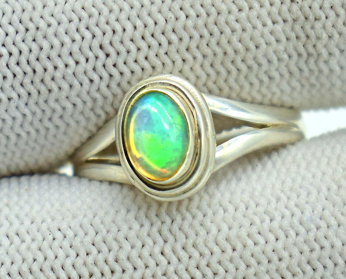 Handmade Handmade Ethiopian Opal Ring 925k Silver Statement Ring Size ONE SIZE - 3 Thumbnail
