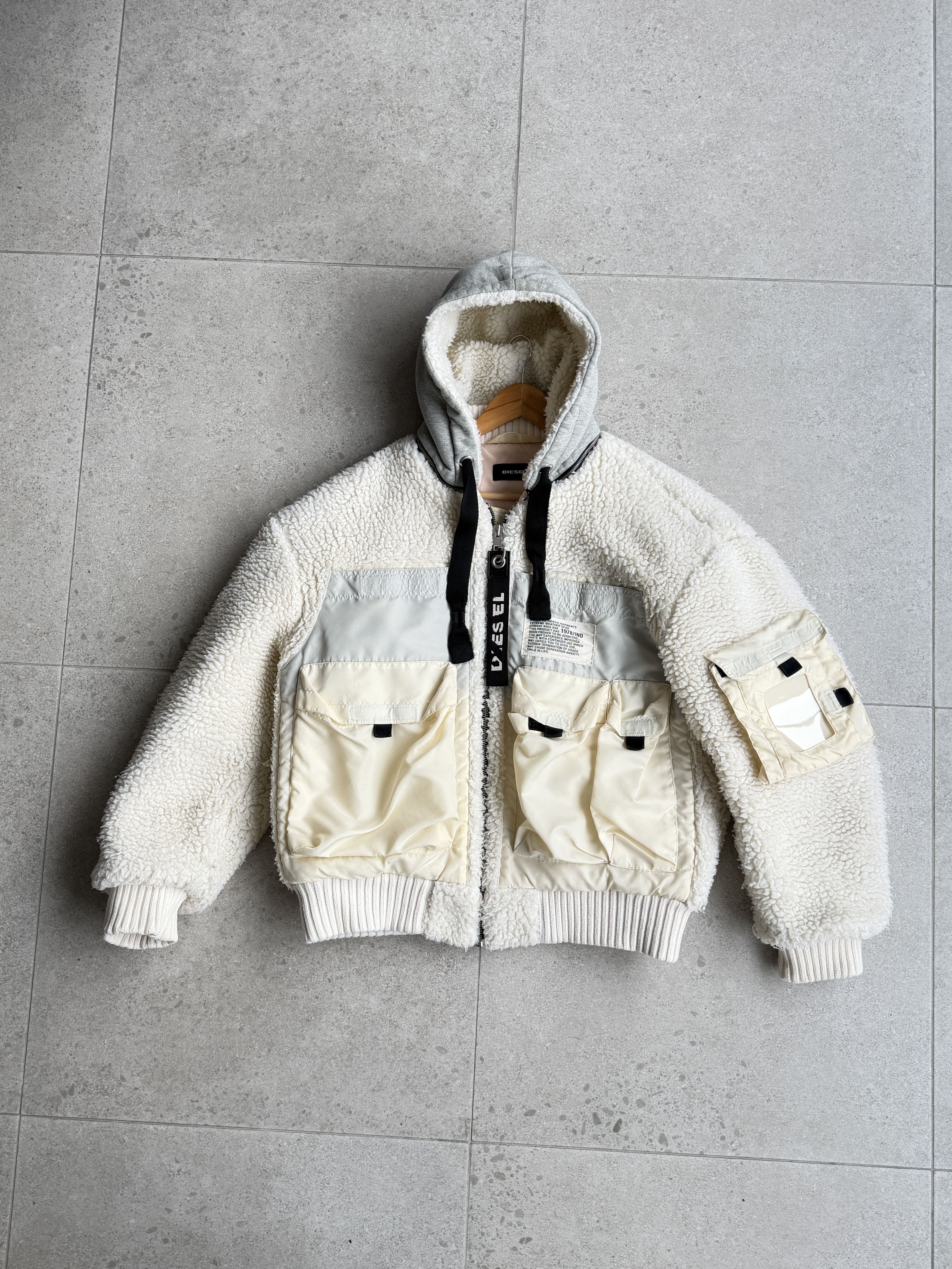 Diesel Diesel Faux-Shearling Hooded W-Patty Jacket WHITE M Size US M / EU 48-50 / 2 - 11 Thumbnail