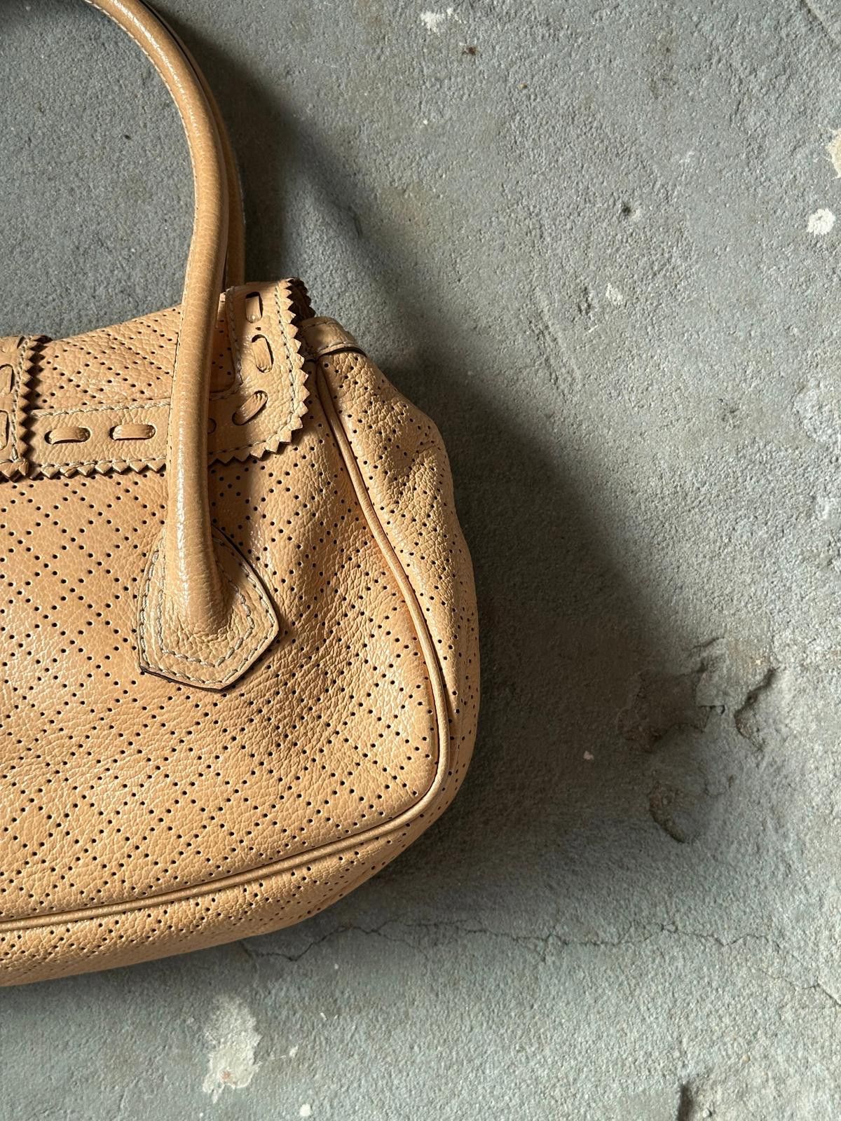 Celine Celine Perforated Leather Shoulder Bag Beige Size ONE SIZE - 8 Thumbnail
