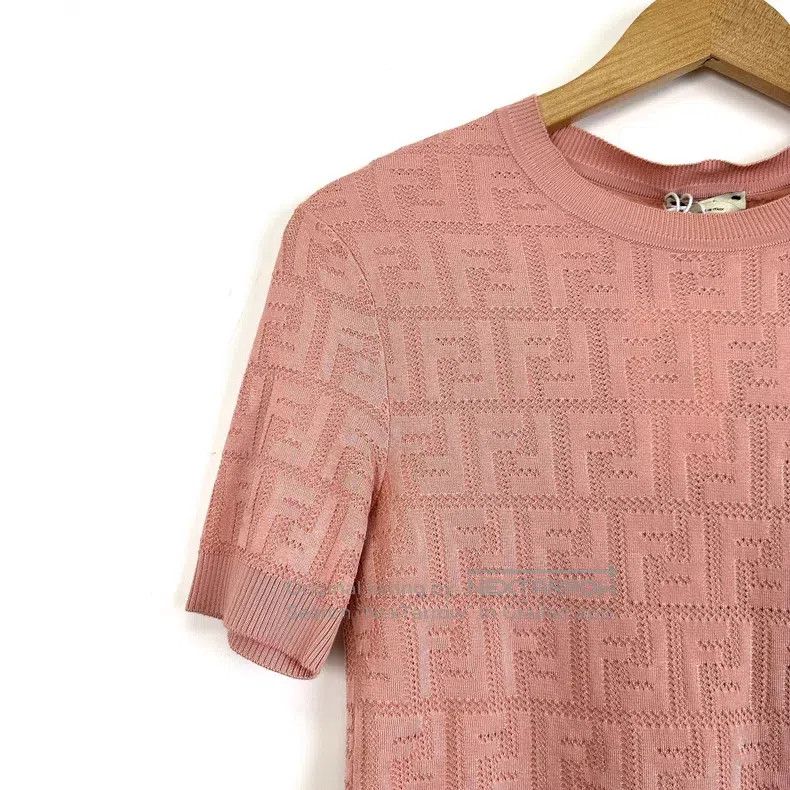 Fendi Fendi Pink double F embossed logo knit short sleeve Size XXS / US 00 / IT 34 - 4 Thumbnail