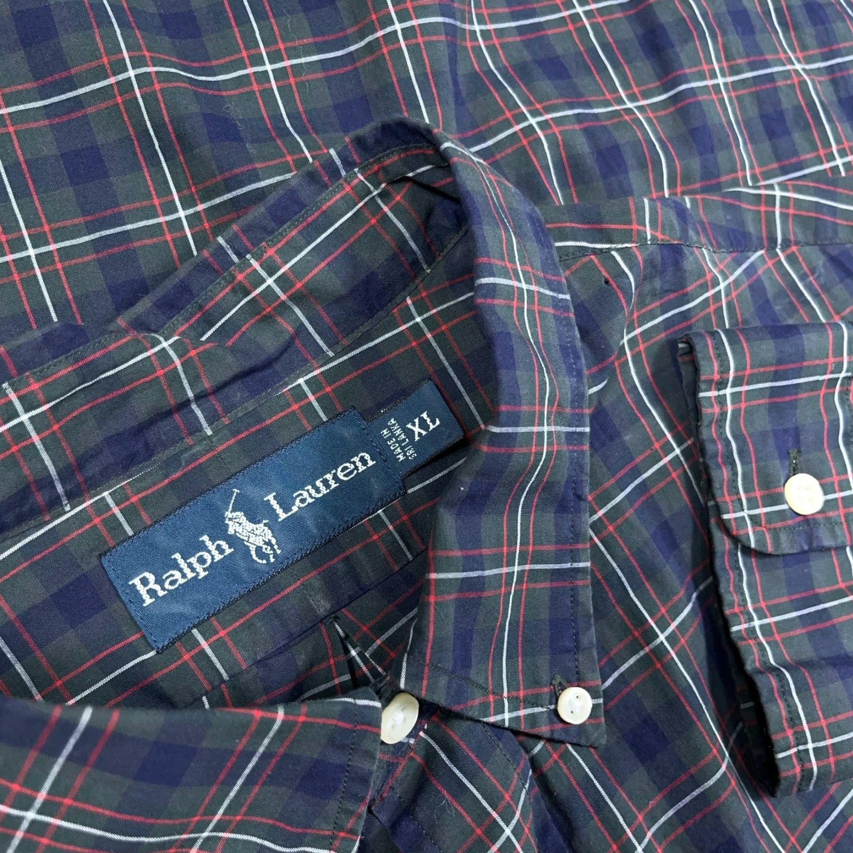 Ralph Lauren Ralph Lauren Shirt Men XL Blue Green Plaid Button Up Dress Poplin Flap Pocket Size 46R - 5 Thumbnail
