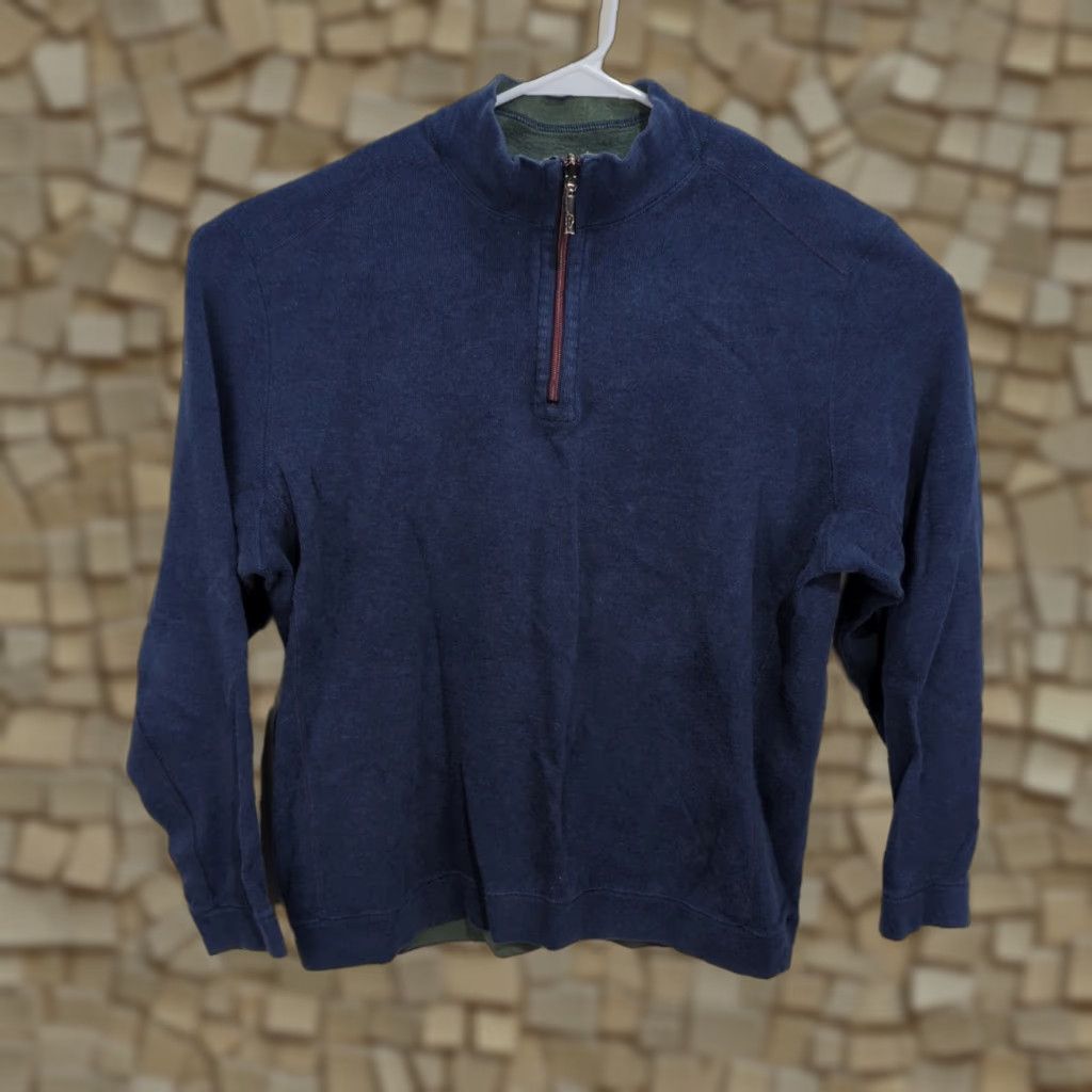 Tommy Bahama Tommy Bahama Reversible Sweater Mens XL 1/4 Zip Pullover Blue Green Embroidered Swordfish Logo Size US XL / EU 56 / 4 - 1 Thumbnail