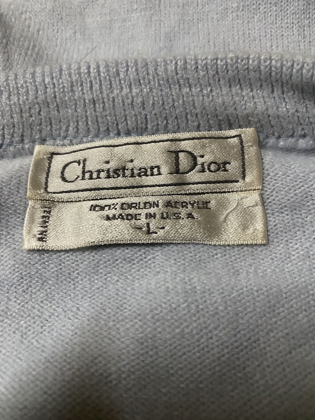 Christian Dior Monsieur Vintage 90s Christian Dior Baby Blue V-Neck Jumper Pullover Size US L / EU 52-54 / 3 - 3 Thumbnail