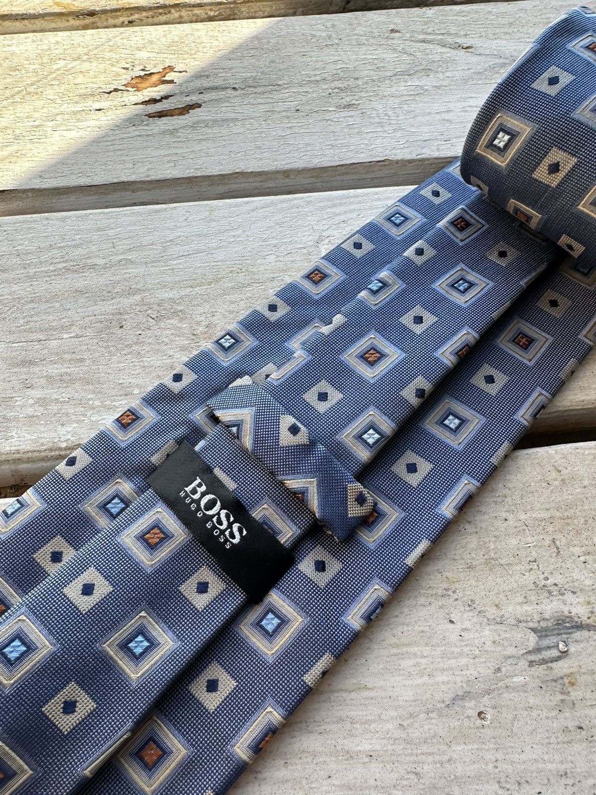 Designer × Hugo Boss 🚨RARE Hugo Boss Tie old money style Blue luxury monogram Size ONE SIZE - 3 Thumbnail