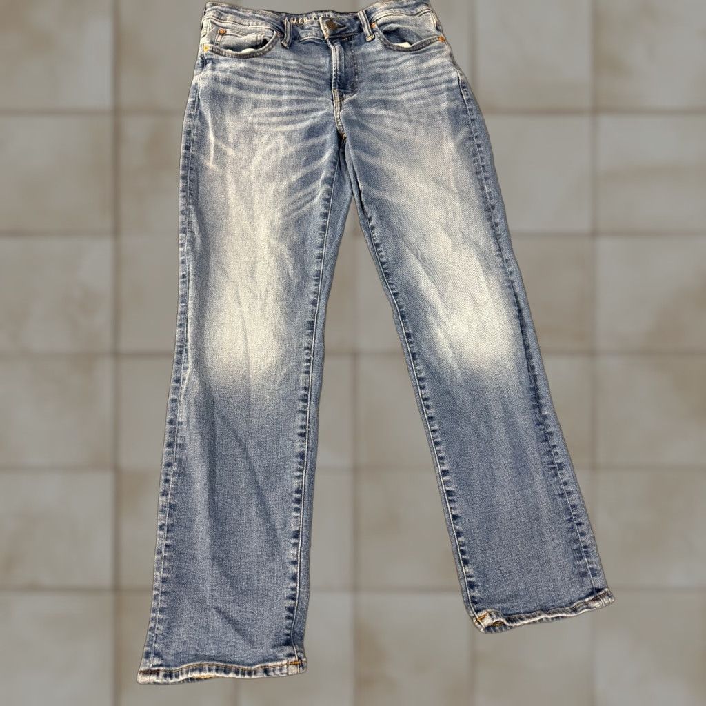 American Eagle Outfitters VINTAGE? No — American Eagle Jeans Men 30x30 Blue Straight Distressed Flex Denim Shirt? Size US 30 / EU 46 - 1 Thumbnail