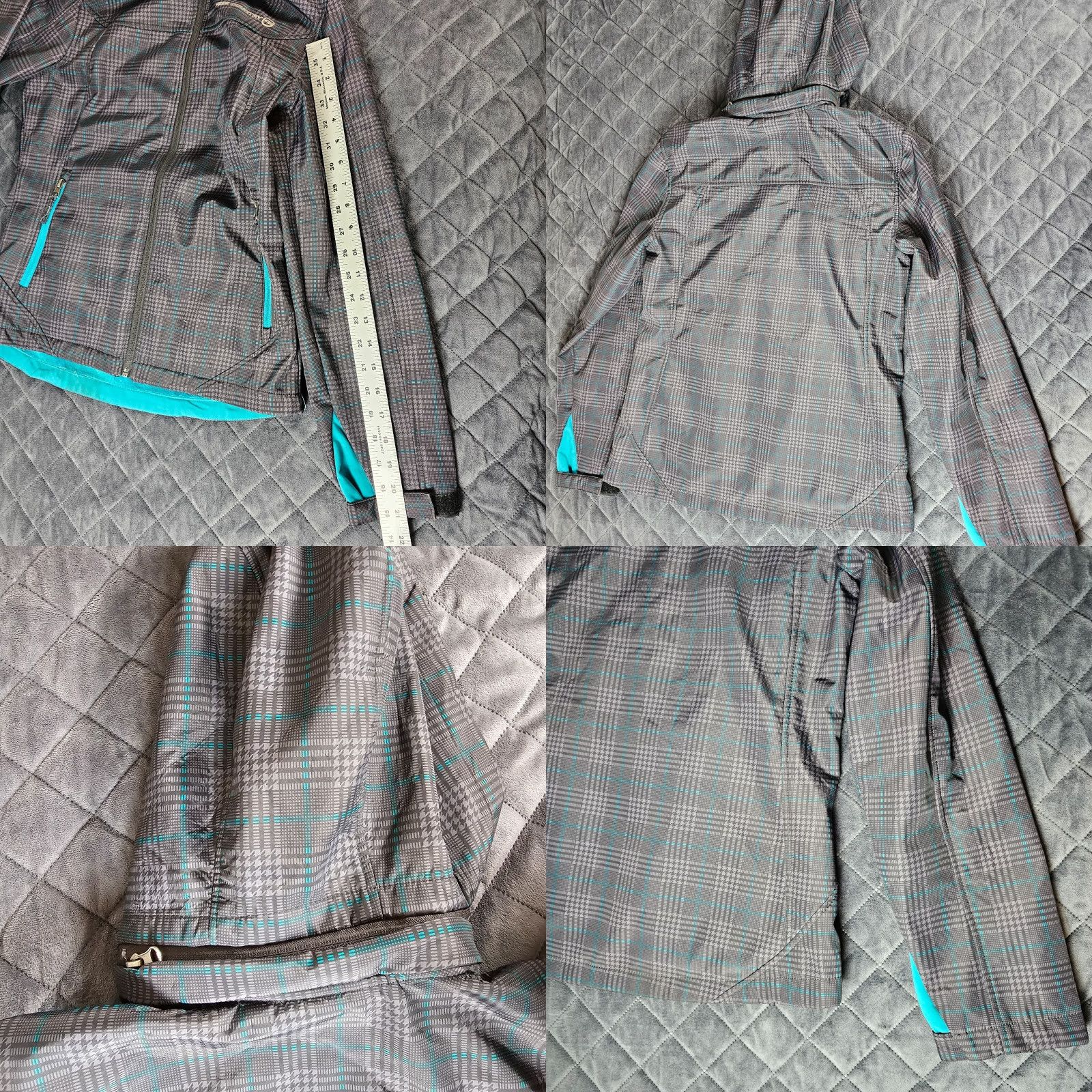 Free Country Free Country Jacket Teens Size S Turquoise Lined Plaid Gray Hooded Faux Fur Size S / US 4 / IT 40 - 8 Thumbnail