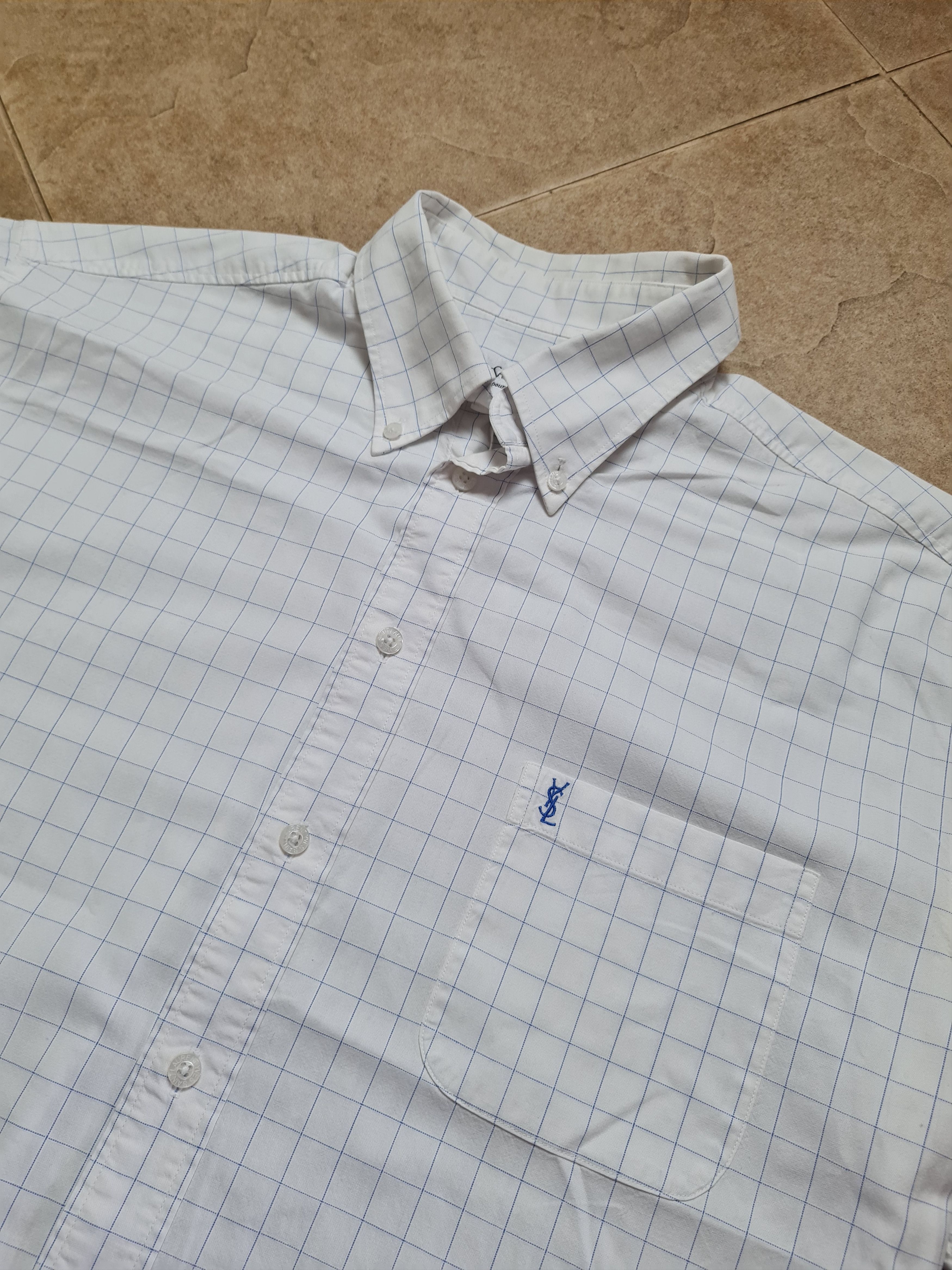 Yves Saint Laurent Yves Saint Laurent YSL Short Sleeve Plaid Check Shirt White Size US L / EU 52-54 / 3 - 17 Thumbnail