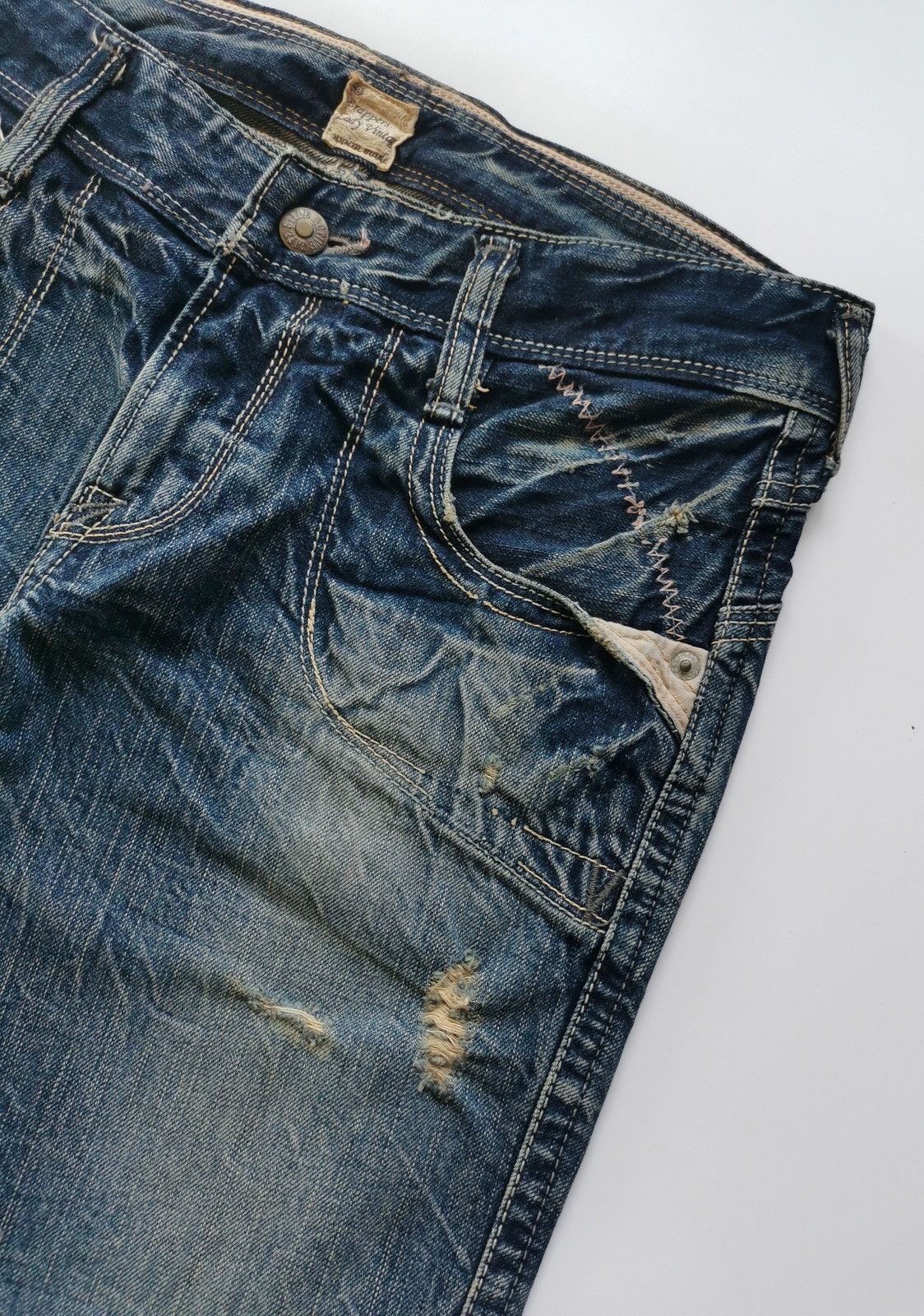 Edwin Brappers Lady Vintage Selvedge Bootcut Distressed Jeans Size 31" - 4 Thumbnail