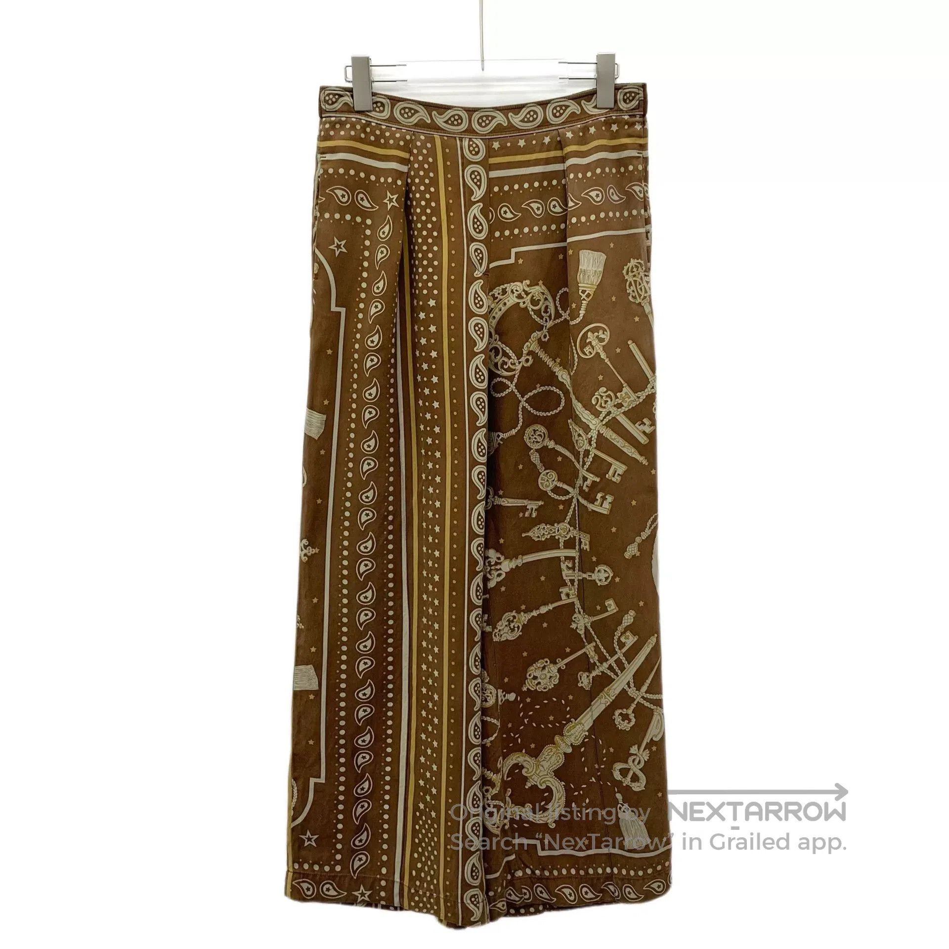 Hermes hermes brown silk polka dot pleated skirt. Size US 36 / EU 52 - 1 Thumbnail