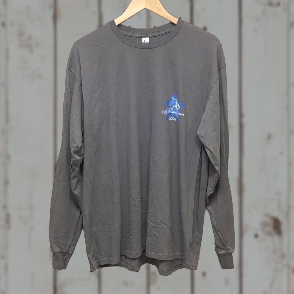 Vintage Turtle Mens XL T-Shirt Long Sleeve Gray Crew Neck Hawaiian Hanu Turtle Theme Classic Regular Cotton Vintage: No Size US XL / EU 56 / 4 - 1 Thumbnail
