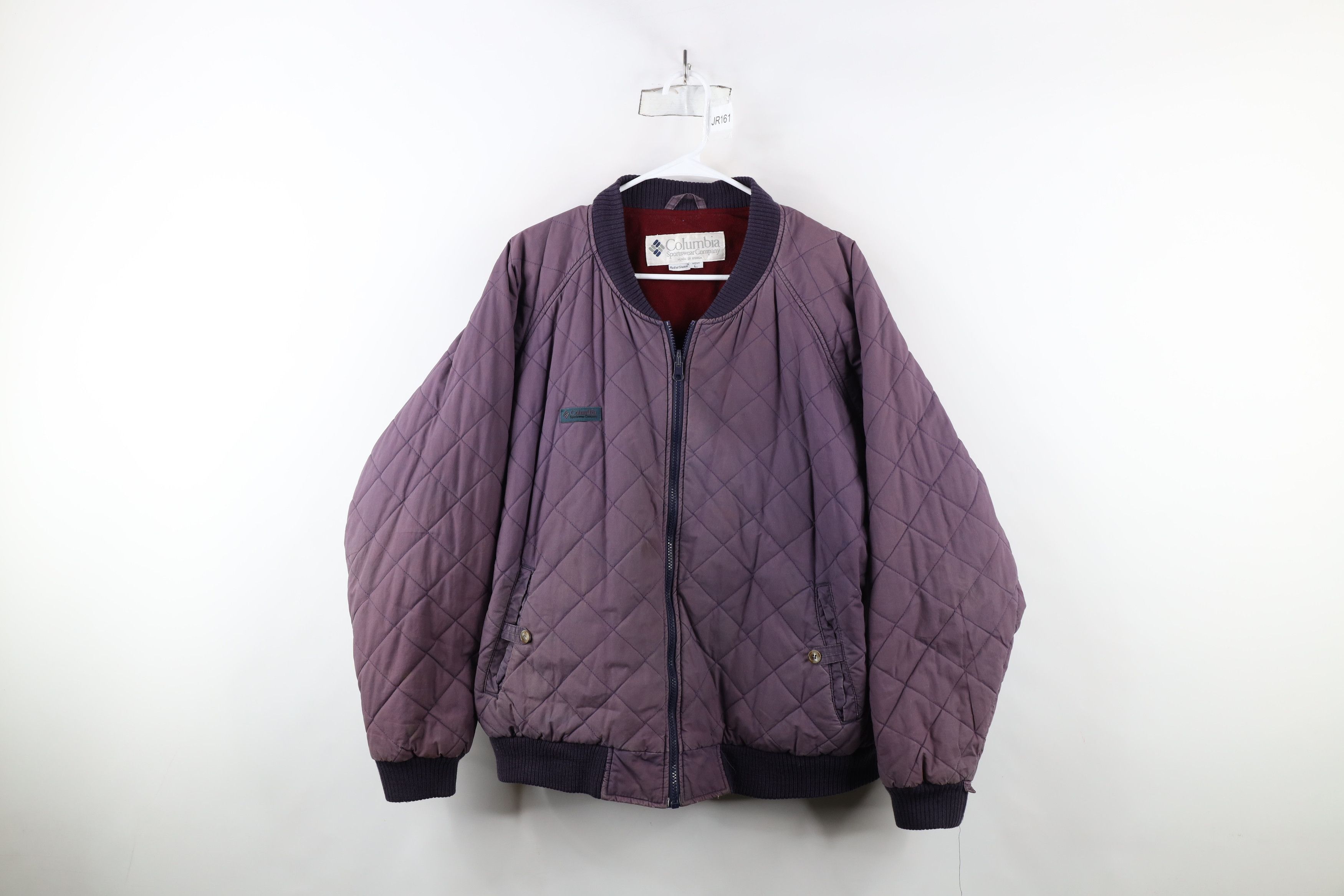 Columbia × Vintage Vintage 90s Columbia Spell Out Quilted Bomber Jacket Purple Size US L / EU 52-54 / 3 - 1 Thumbnail