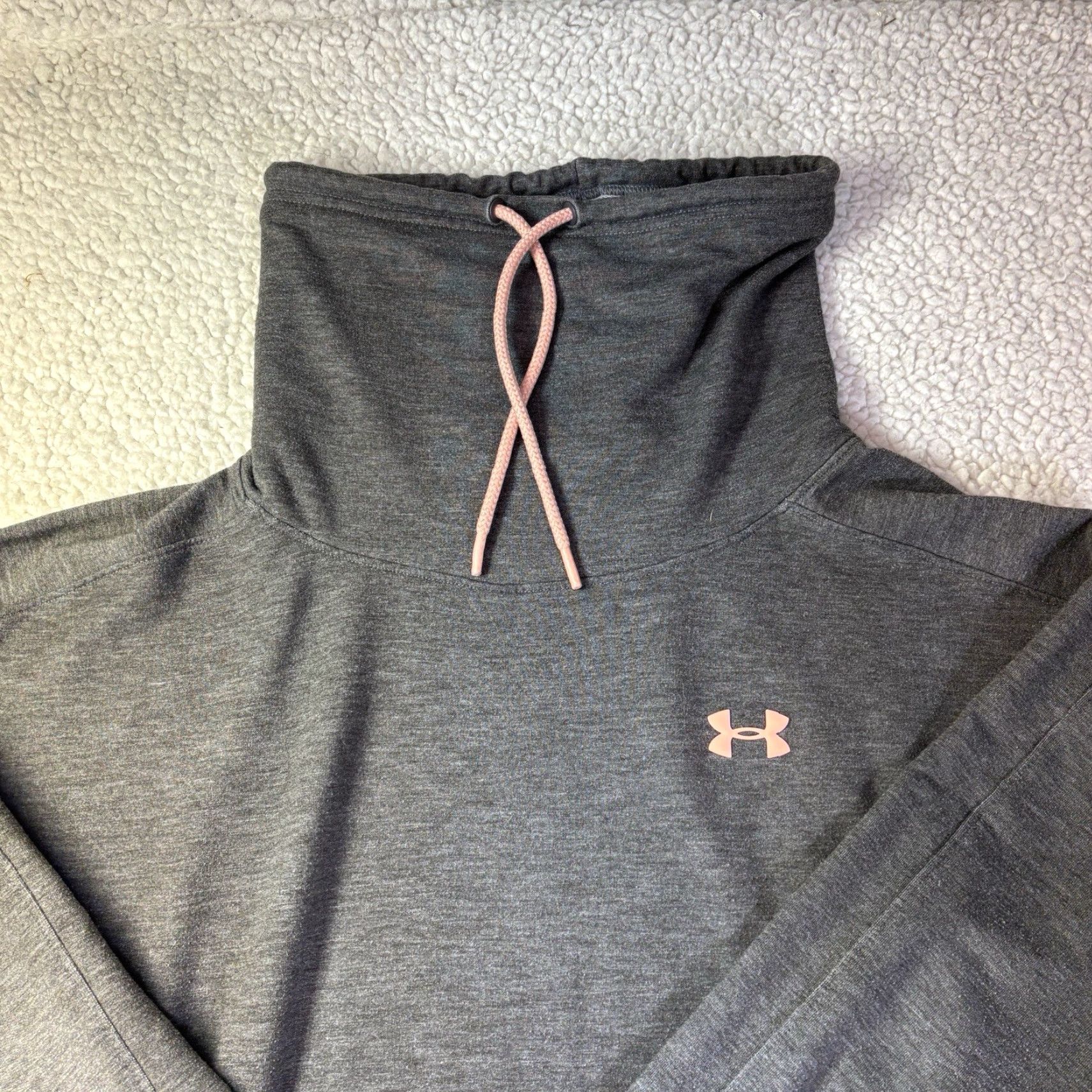 Under Armour Under Armour Womens XL Heather Gray Pink Fleece Mock Neck Long Sleeve Pullover Sweatshirt Size XL / US 12-14 / IT 48-50 - 2 Thumbnail