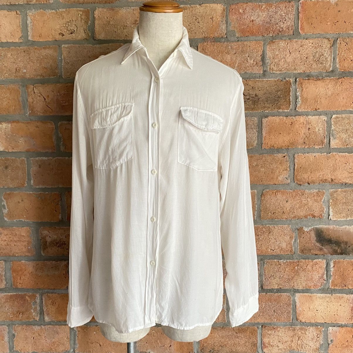 Japanese Brand G.O.A White Soft Pocket Shirt Size ONE SIZE - 17 Thumbnail