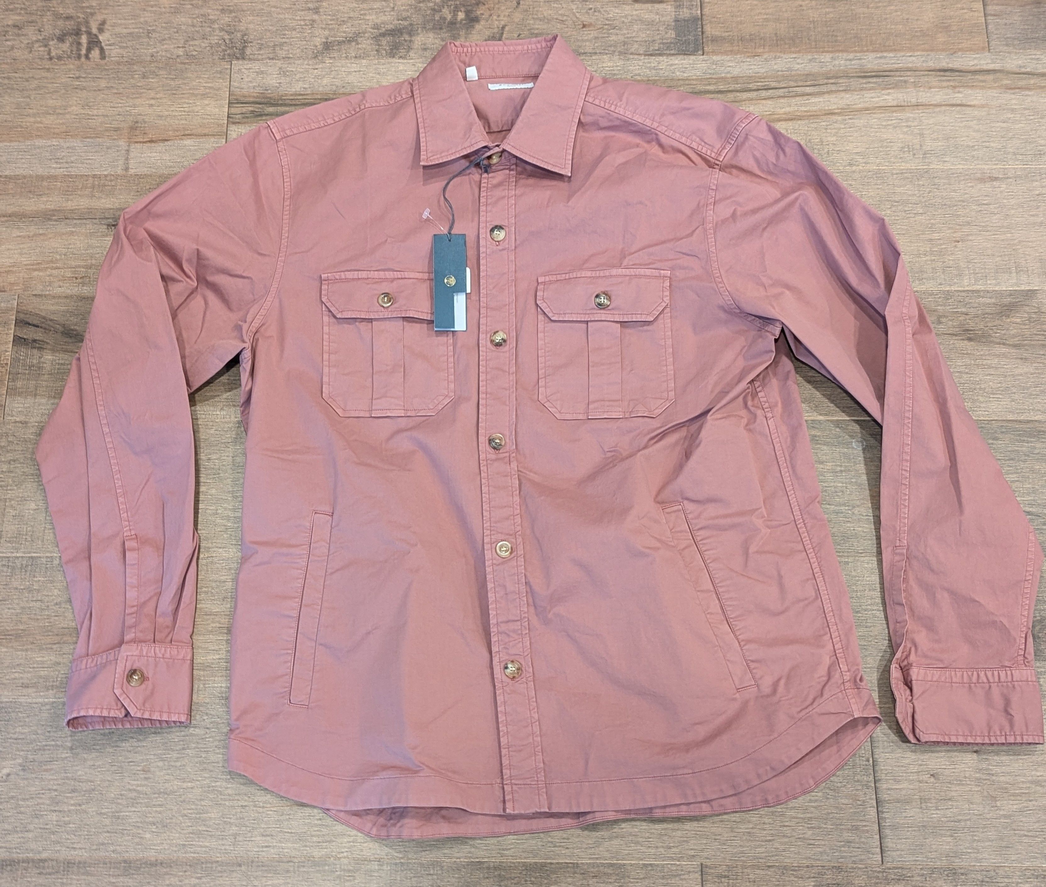 Boglioli BOGLIOLI Stretch Cotton Button Front Overshirt Pink Medium Size US M / EU 48-50 / 2 - 1 Thumbnail