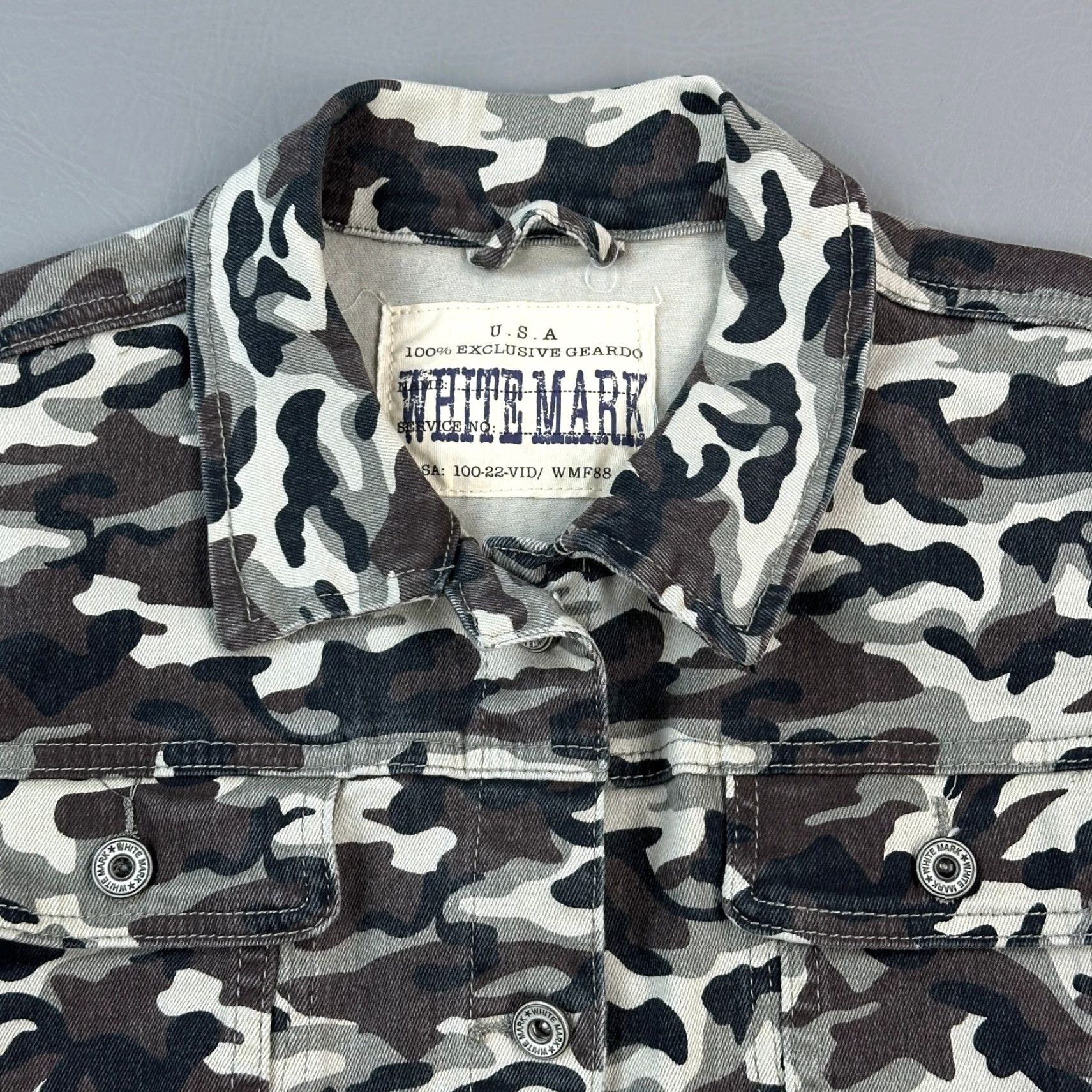White Mark Whitemark Jacket Women's 2XL Military Camo Denim Trucker Stretch Outdoor Casual Denim Jacket Cargo Camouflage Trucker Casual Womens 2XL Blue Navy Size XXL / US 16-18 / IT 52-54 - 4 Thumbnail