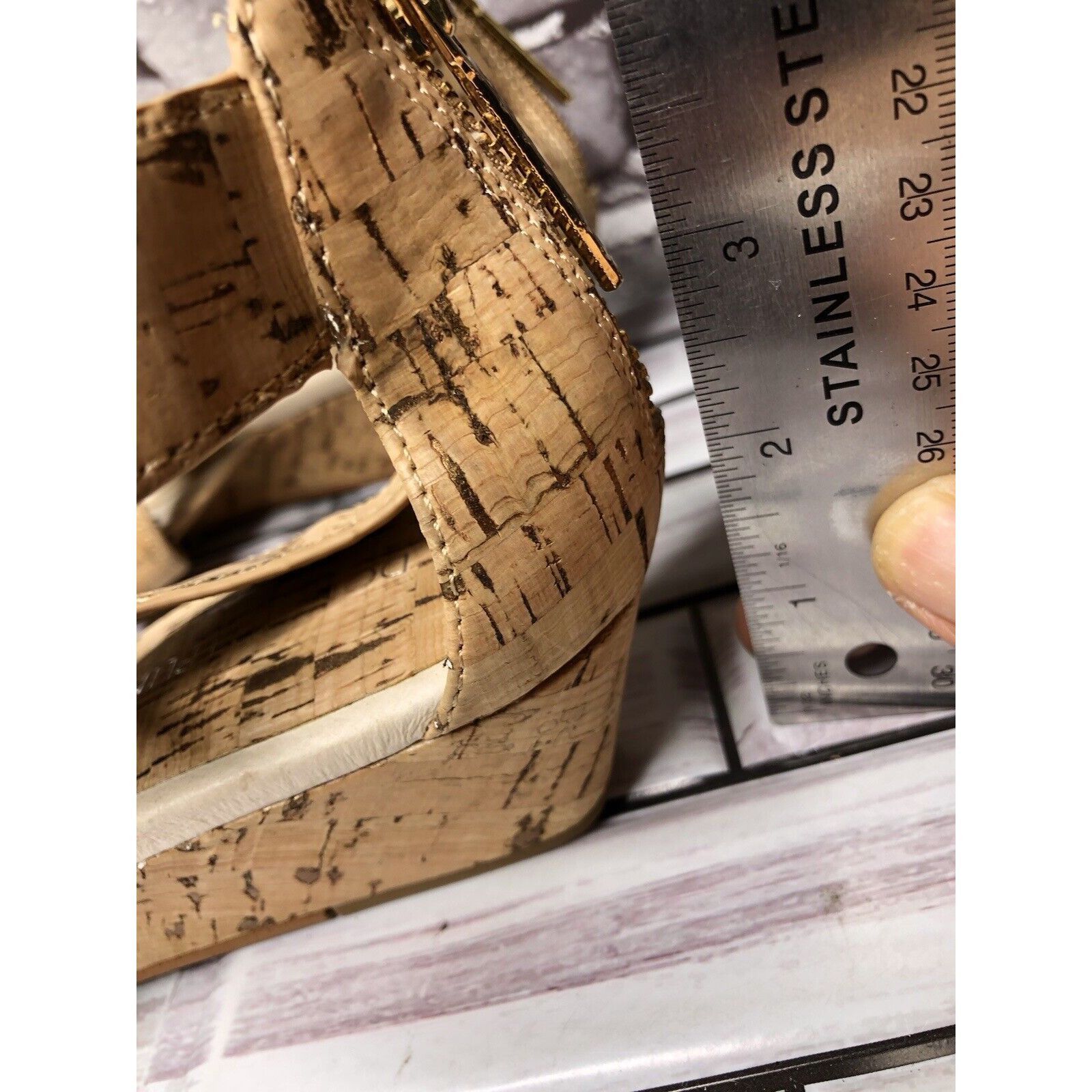 Donald Pliner Donald Pliner Deann Tan Cork Wedge Back Zipper Sandals Women Size US 7.5 / IT 37.5 - 12 Thumbnail