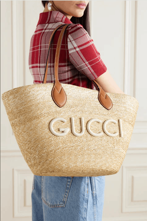 Gucci o1la5ras0526 Size: OS / Medium Straw Tote Bag Gucci Patch Size ONE SIZE - 2 Thumbnail