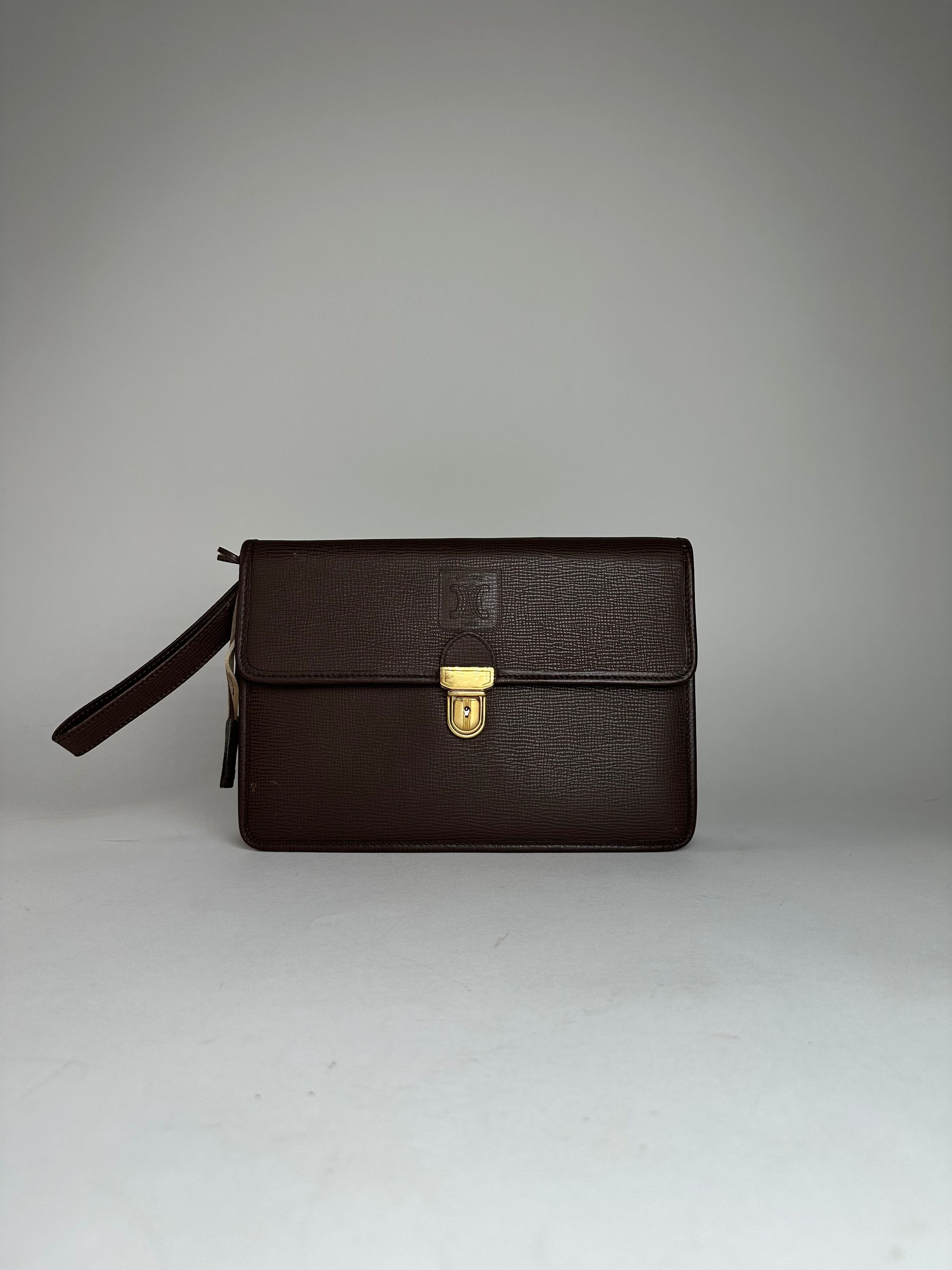 Celine Vintage Paris Leather Clutch Brown With Lock Size ONE SIZE - 1 Thumbnail