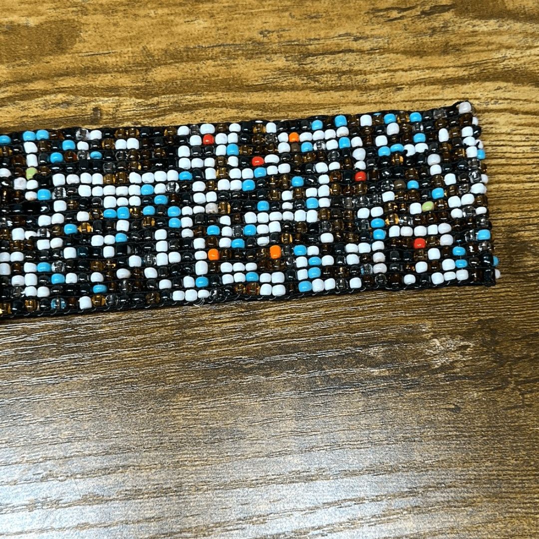 Vintage VINTAGE Women's Beaded Belt One Size Wide Wooden Hook Buckle Retro Boho Stretch Fit Brown W 2.25” Size ONE SIZE - 4 Thumbnail