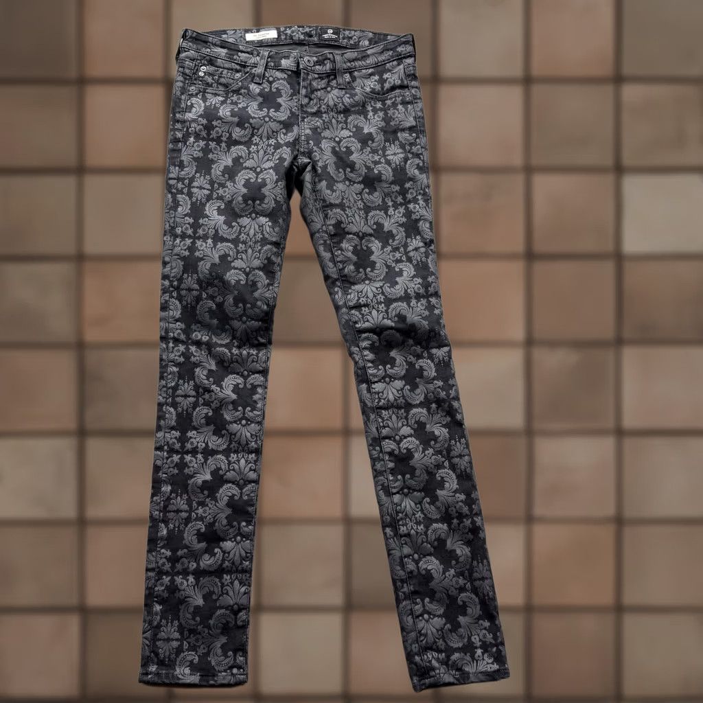 Vintage AG Adriano Goldschmied Jeans Legging Super Skinny Paisley Gray Womens 28R Denim 31in Inseam 5-Pocket Zip Closure Slim Stretch N/A Size 28" / US 6 / IT 42 - 1 Thumbnail
