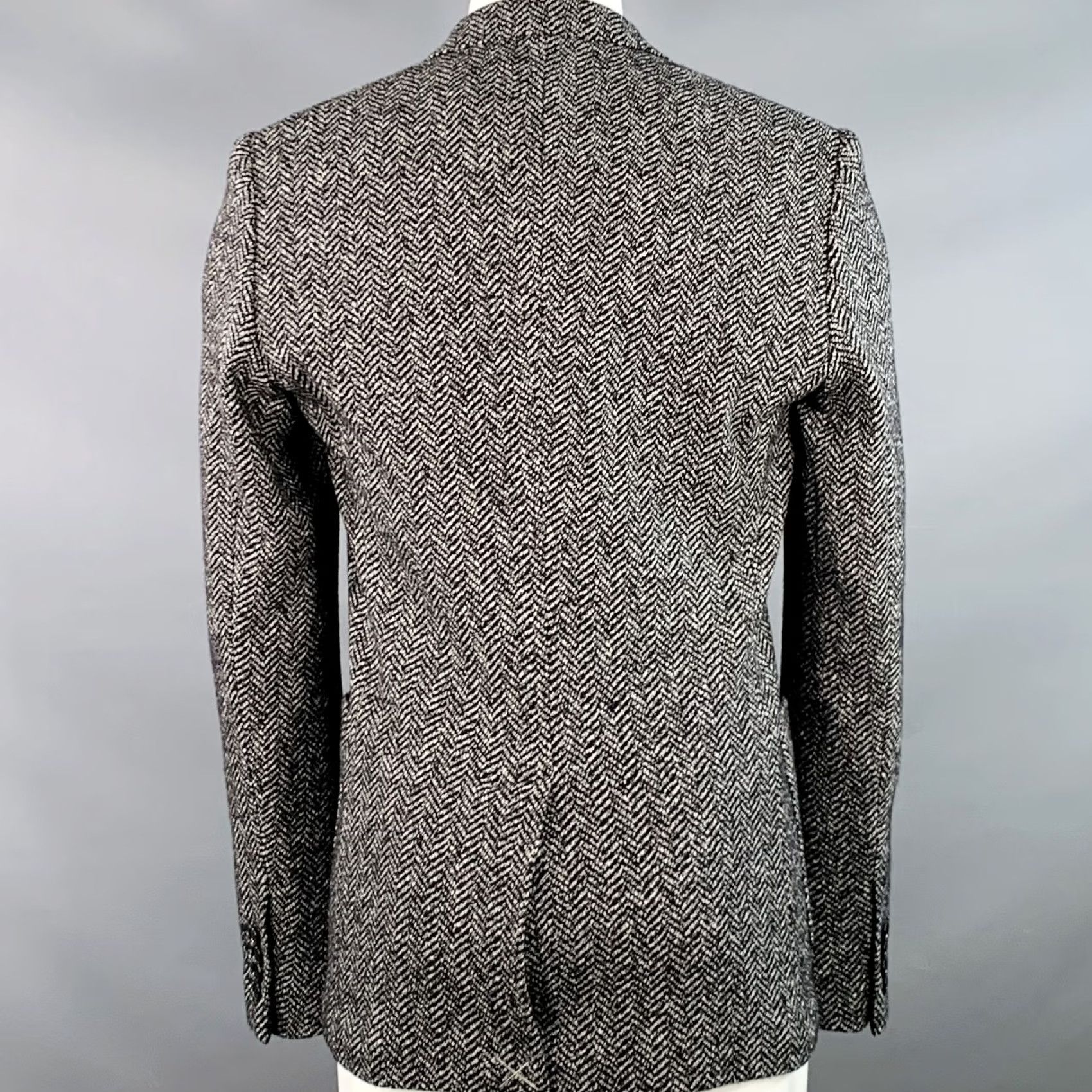 Dolce & Gabbana DOLCE & GABBANA Sport Coat Size 40 Black White Herringbone Wool Cotton Size US XXS / EU 40 - 4 Thumbnail