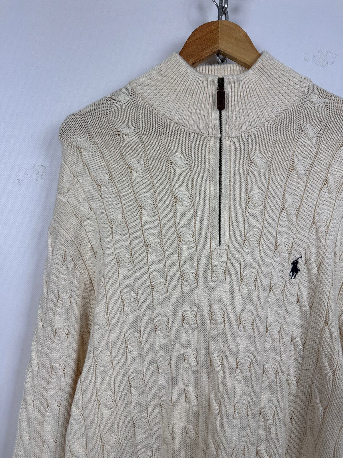 Polo Ralph Lauren Polo Ralph Lauren Cable Knit Quarter Zip Mock Neck Sweater Size US XXL / EU 58 / 5 - 6 Thumbnail