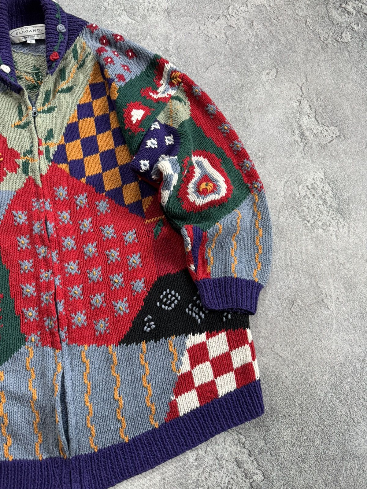 Kanata Hand Knits Vintage Retro M/size Hand knitwear zip sweater cardigan 90s Size M / US 6-8 / IT 42-44 - 3 Thumbnail
