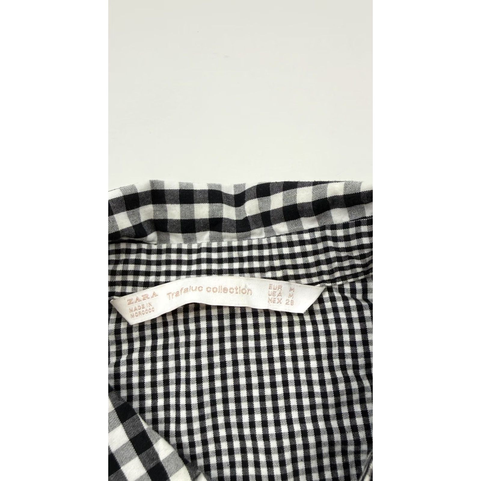 Zara Zara Shirt Womens Medium Black White Gingham Ruffle Hem Tunic Cotton Trafaluc Button-Up Size M / US 6-8 / IT 42-44 - 5 Thumbnail