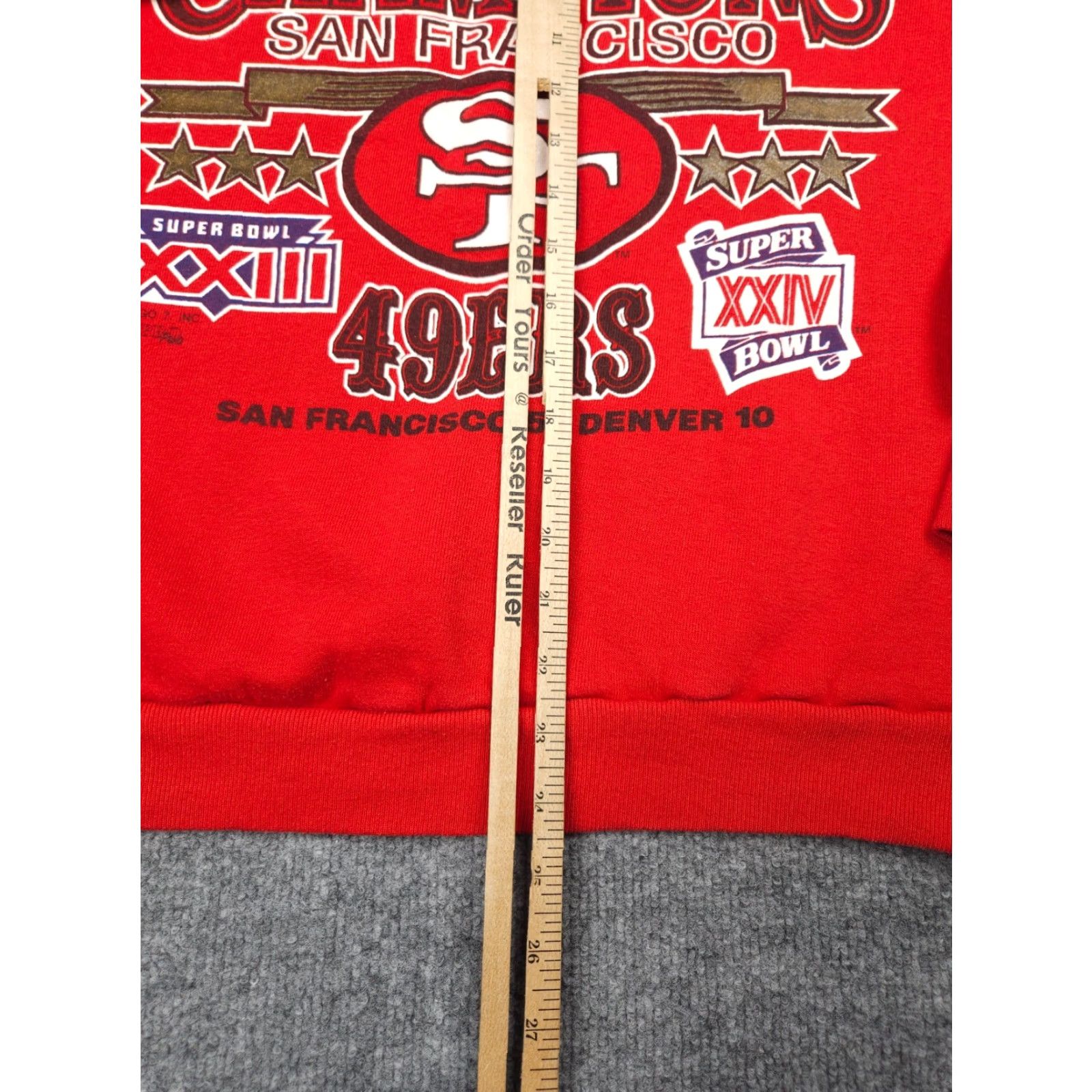 Jerzees VINTAGE Jerzees 49ers Sweatshirt Men's XL Red NFL Back to Back Super Bowl Pullover Large Heavyweight Fleece Logo Embroidered Cotton Blend USA Men Size US XL / EU 56 / 4 - 7 Thumbnail