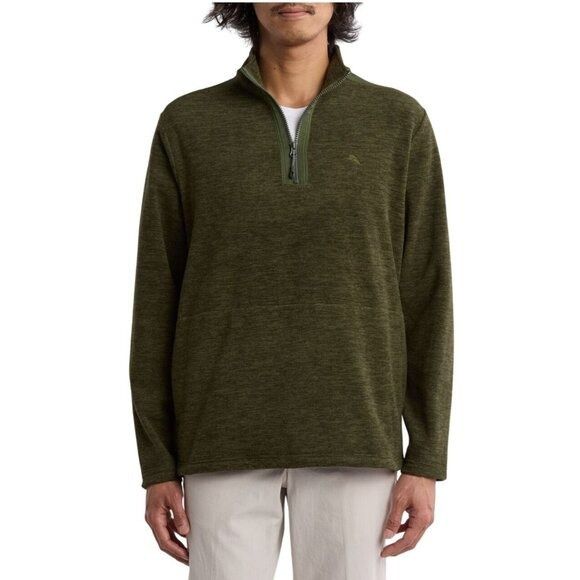 Tommy Bahama Tommy Bahama Mens Green Half Zip Pockets Arch Cape Knit Pull Size US L / EU 52-54 / 3 - 1 Thumbnail