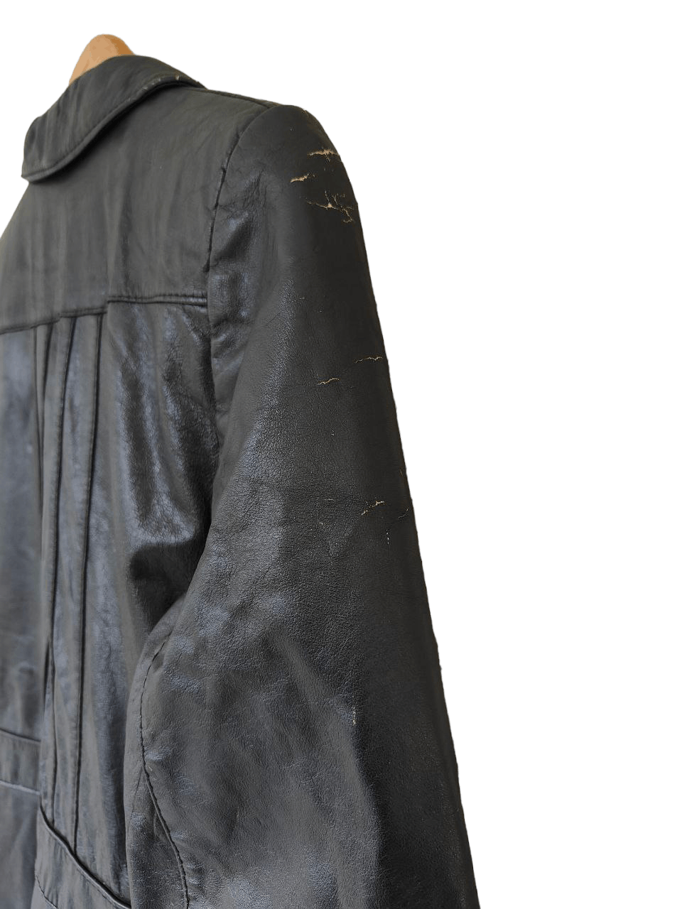 Vintage ❎ Vintage Leather Trench Worn Coat Jacket Size S / US 4 / IT 40 - 3 Thumbnail