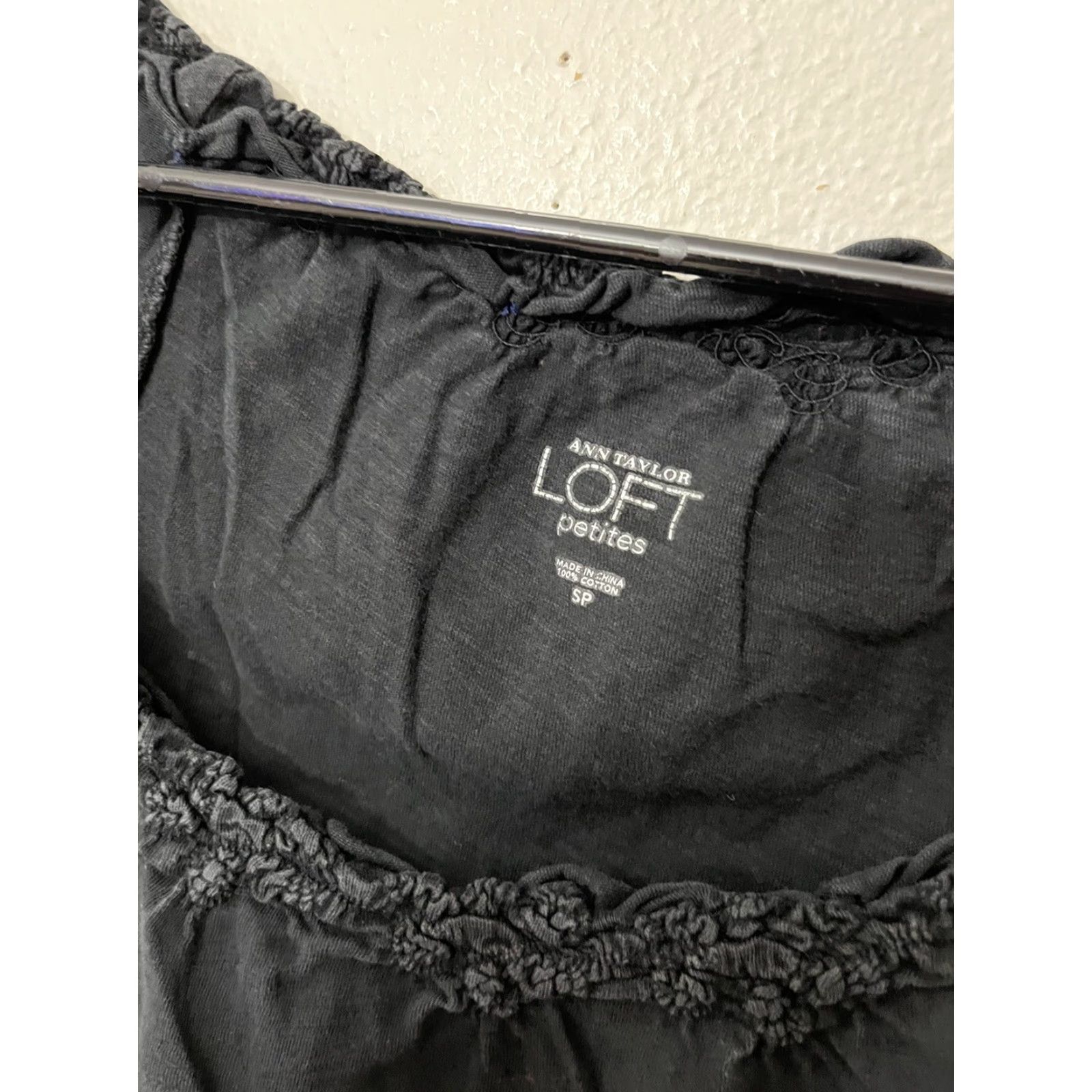 Loft VINTAGE LOFT Solid Black Short Sleeve T-Shirt Petites PS Womens Size 28" / US 6 / IT 42 - 3 Thumbnail