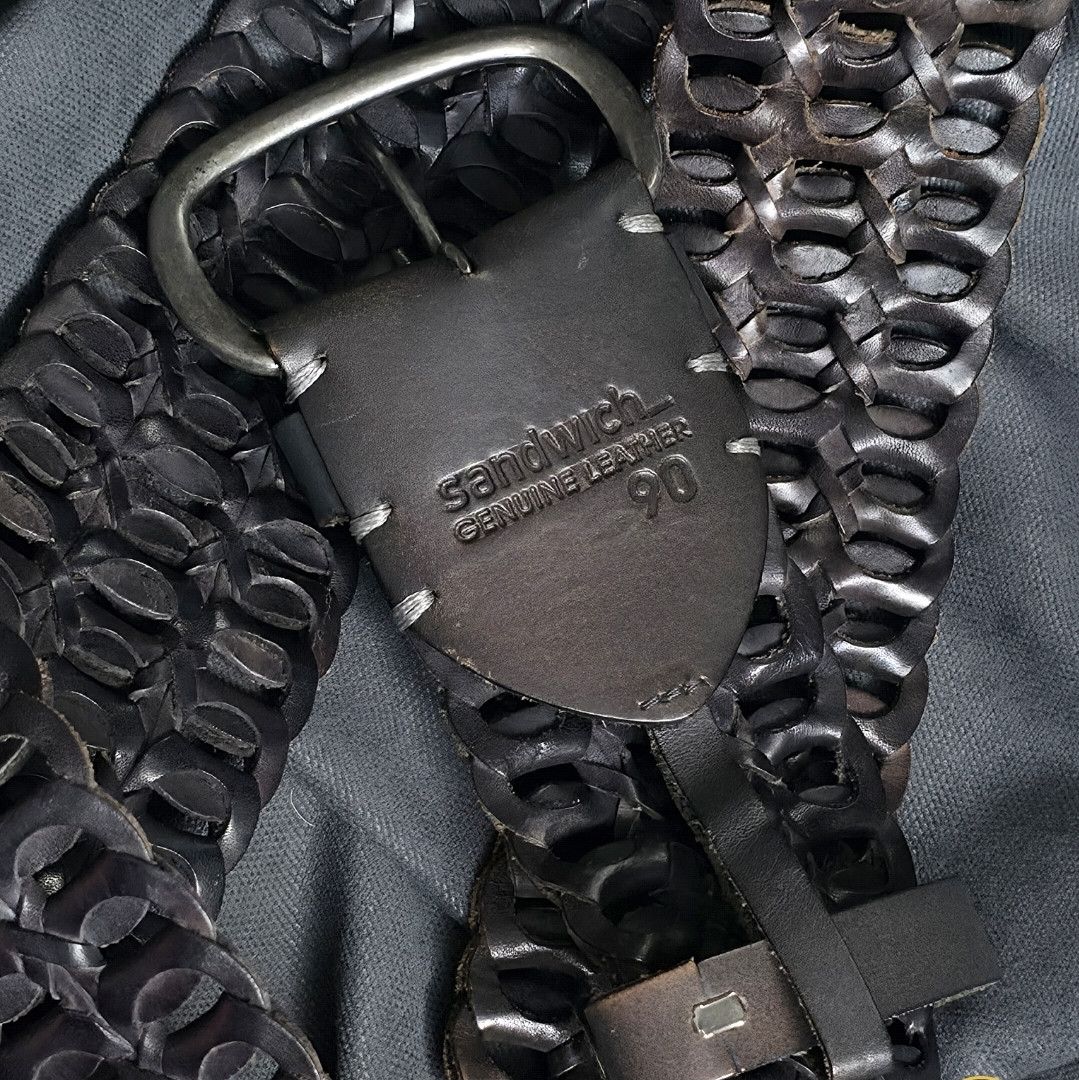 Other Sandwich Genuine Leather Woven Braided Belt Dark Brown Size ONE SIZE - 8 Thumbnail